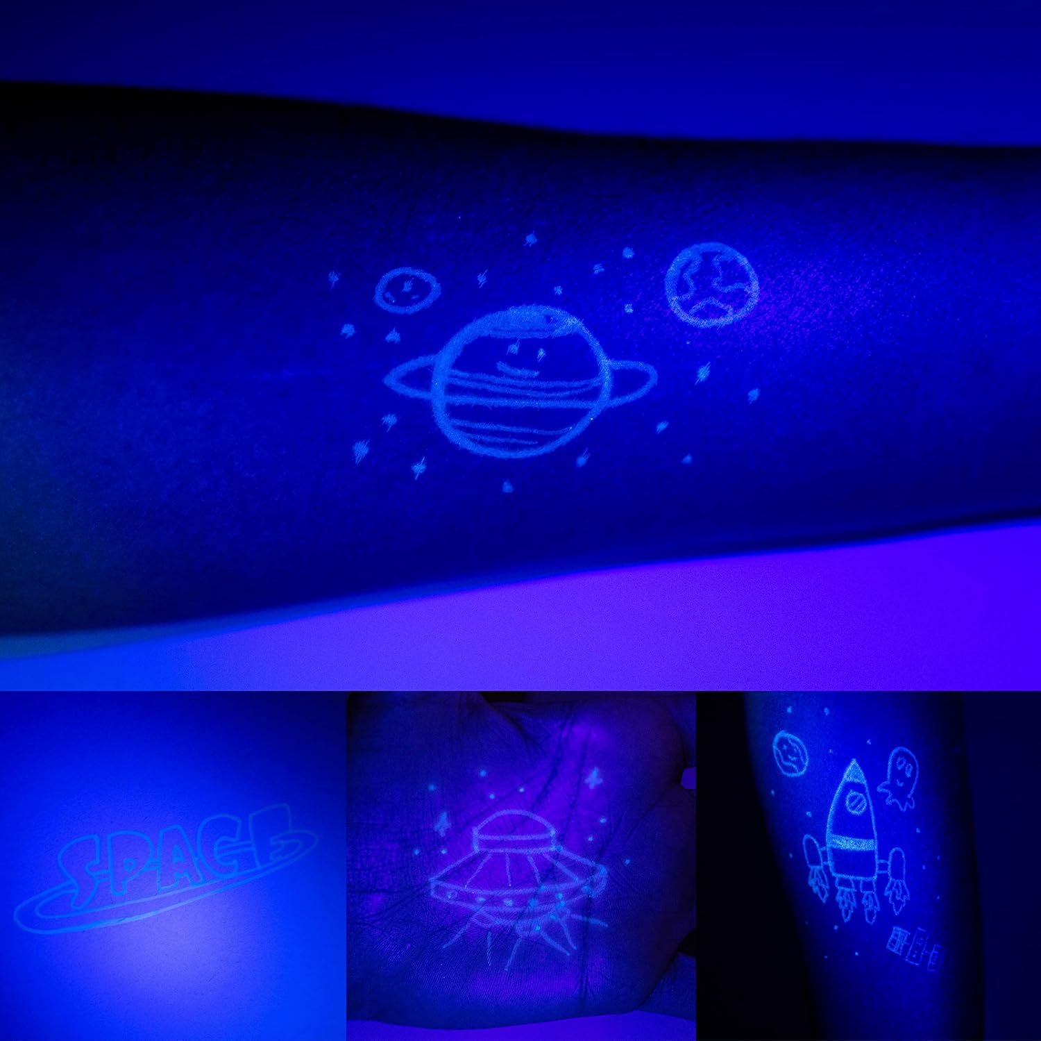 BONNYCO Invisible Ink Pen and Notebook Set - 16 Pack Space Party Bag Fillers with UV Light 4