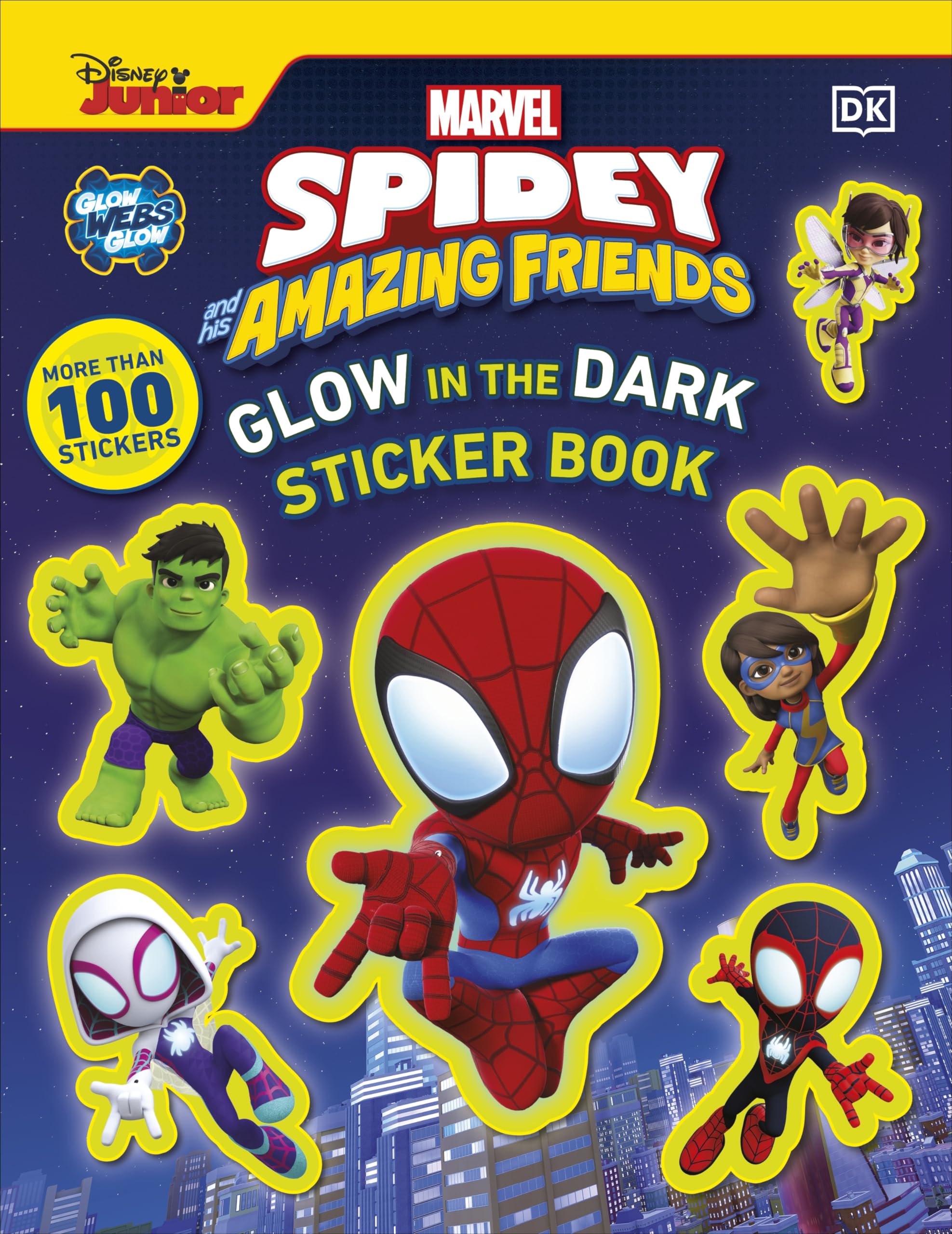 DK Marvel Spidey and His Amazing Friends Glow in the Dark Sticker Book | Paperback | Ages 3-5