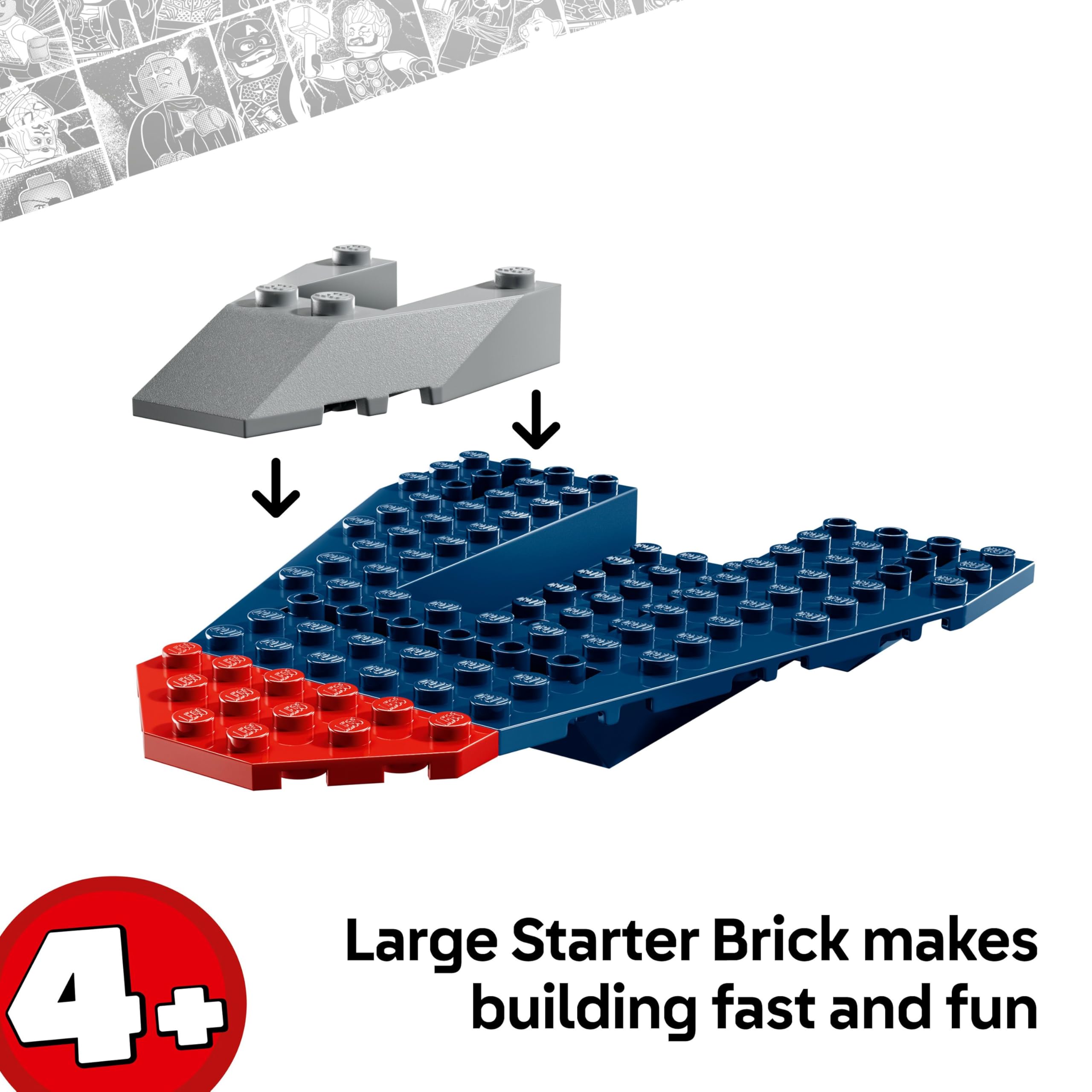 LEGO Marvel Captain America vs. Thanos - Super Hero Building Playset with Quinjet & Infinity Gauntlet Spaceship 5