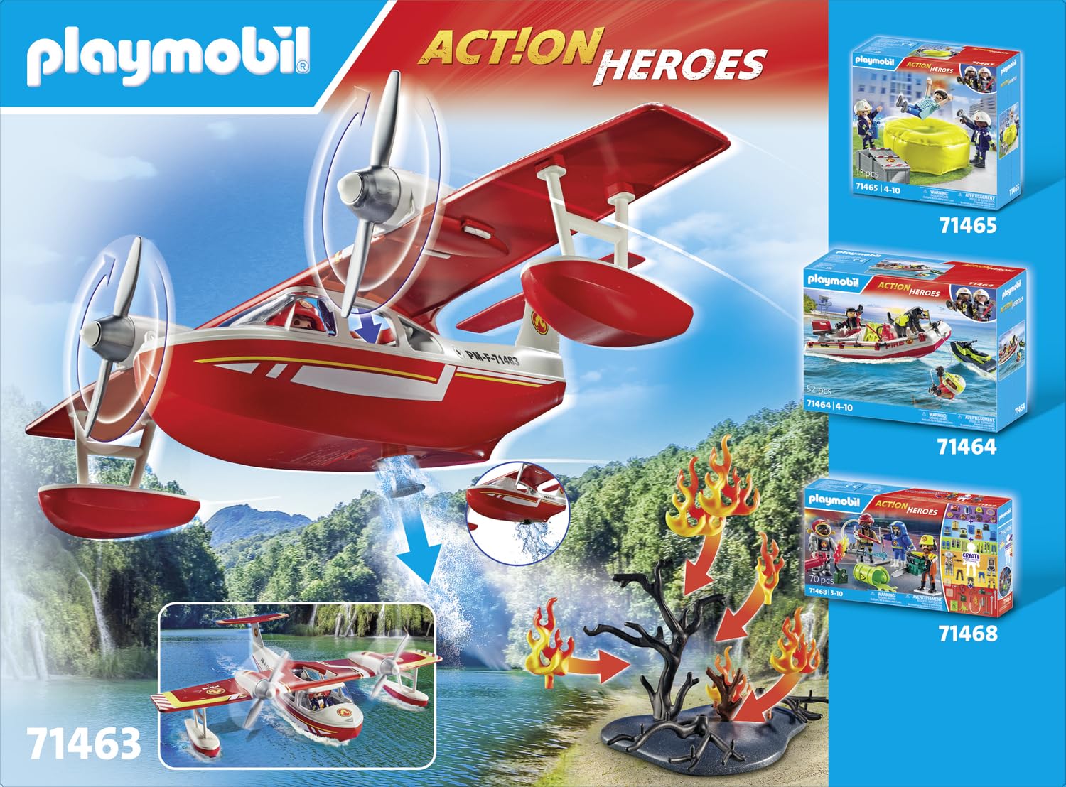Playmobil Action Heroes 71463 Firefighting Seaplane with Extinguishing Fun | Ages 4+ 5