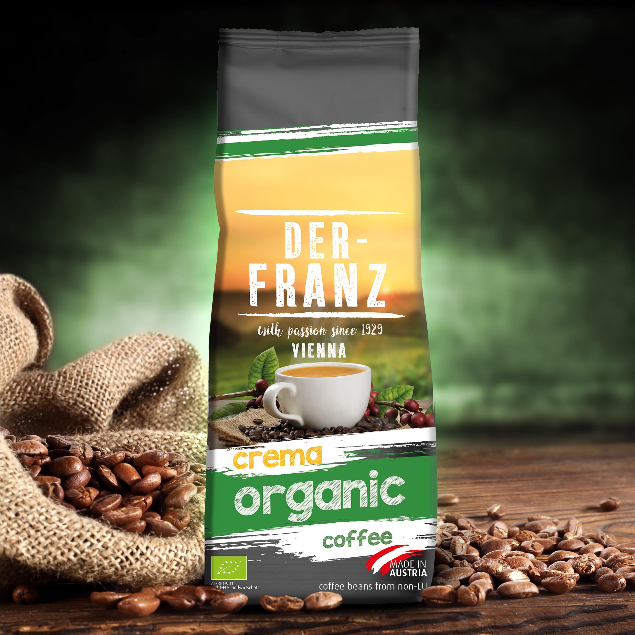 Der-Franz Crema Organic Coffee, Whole Bean, 3 x 500 g 5