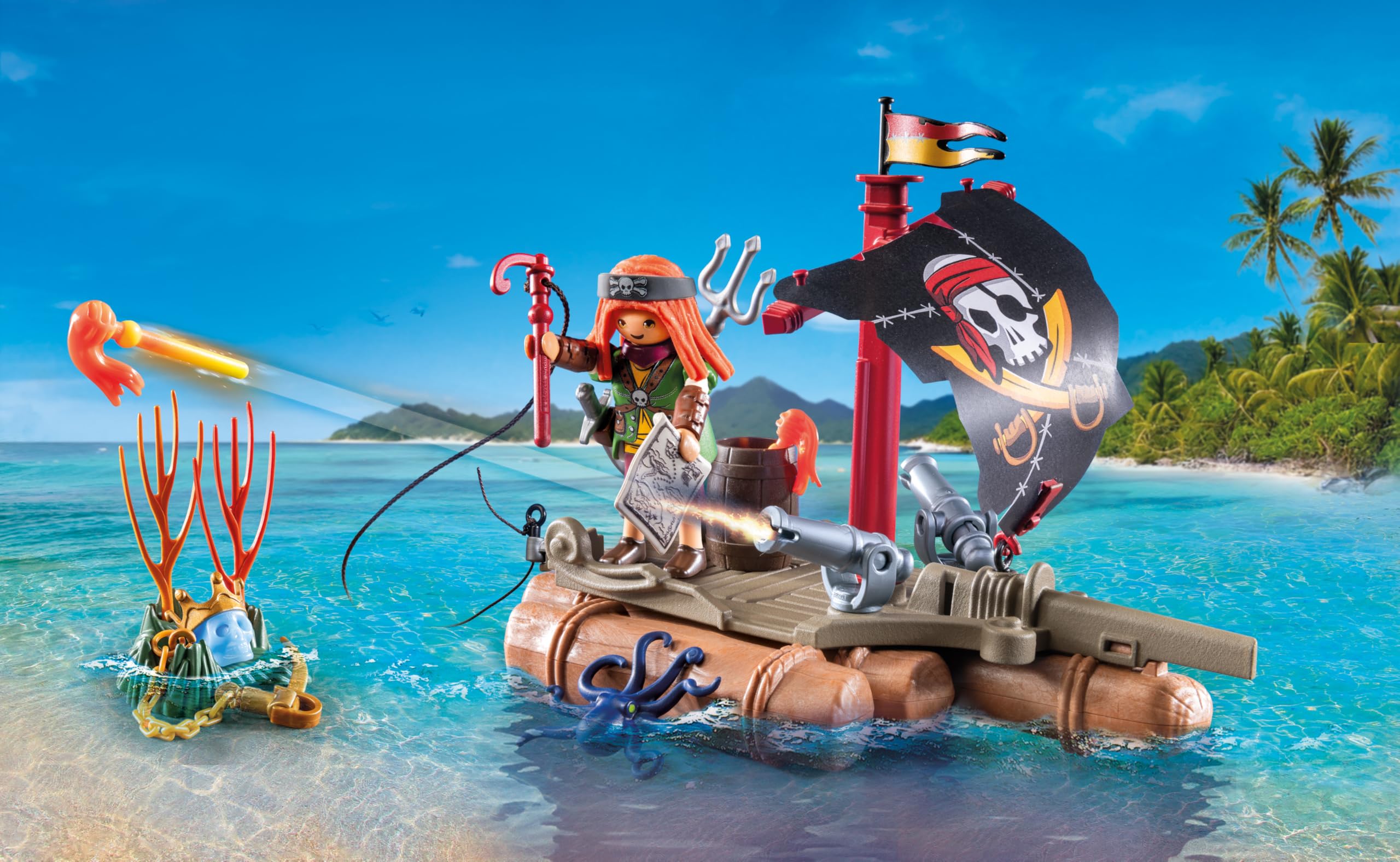 Playmobil Pirate Raft Treasure Recovery Playset - Interactive Ballista Action for Kids 4+ 2