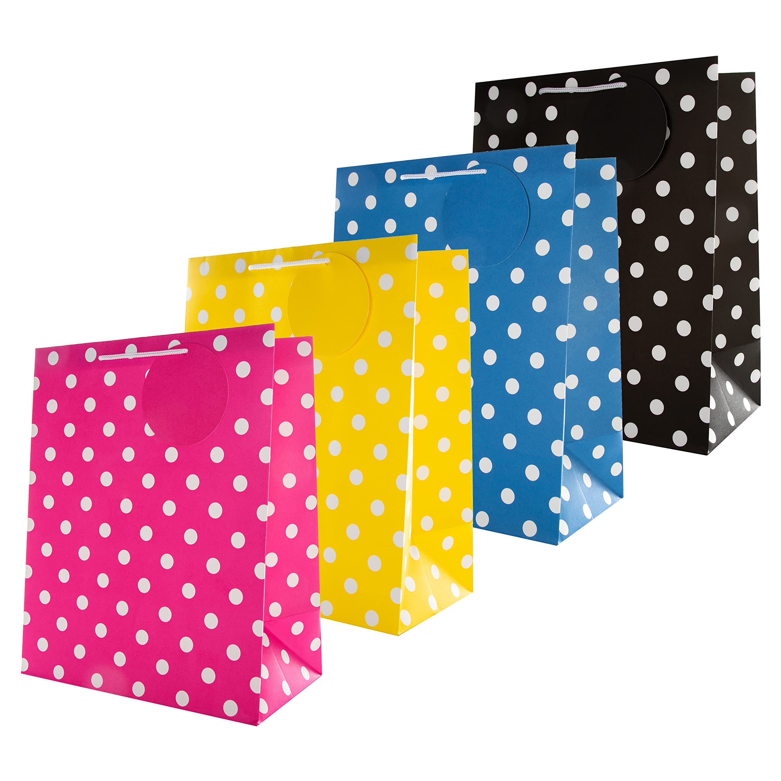 Hallmark Multi-Occasion Gift Bags Bundle - 4 Large Bags in Contemporary Polka Dot Design with Tags