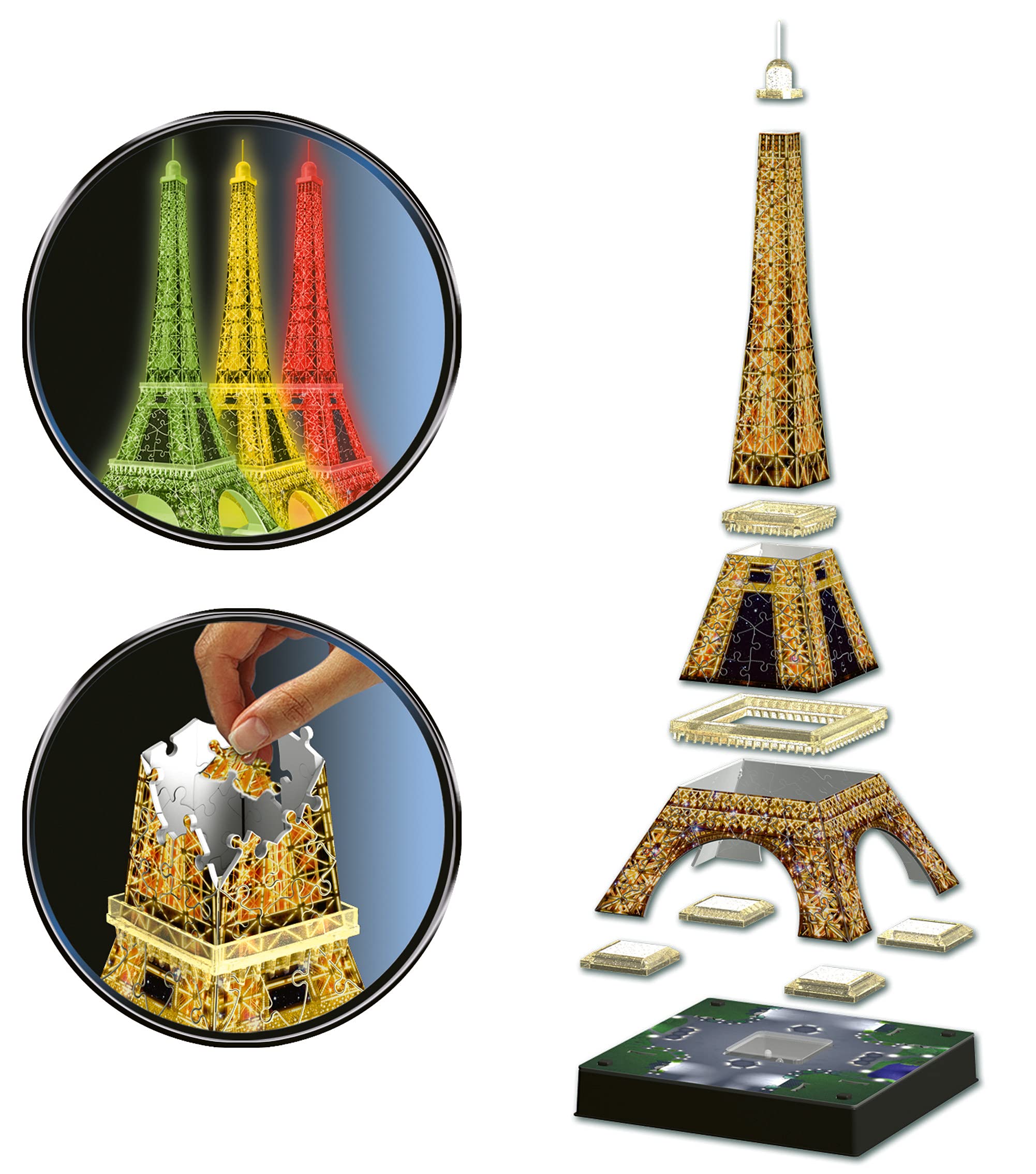 Ravensburger Eiffel Tower 3D Puzzle - Night Edition with LED Lighting, 216 Pieces 12