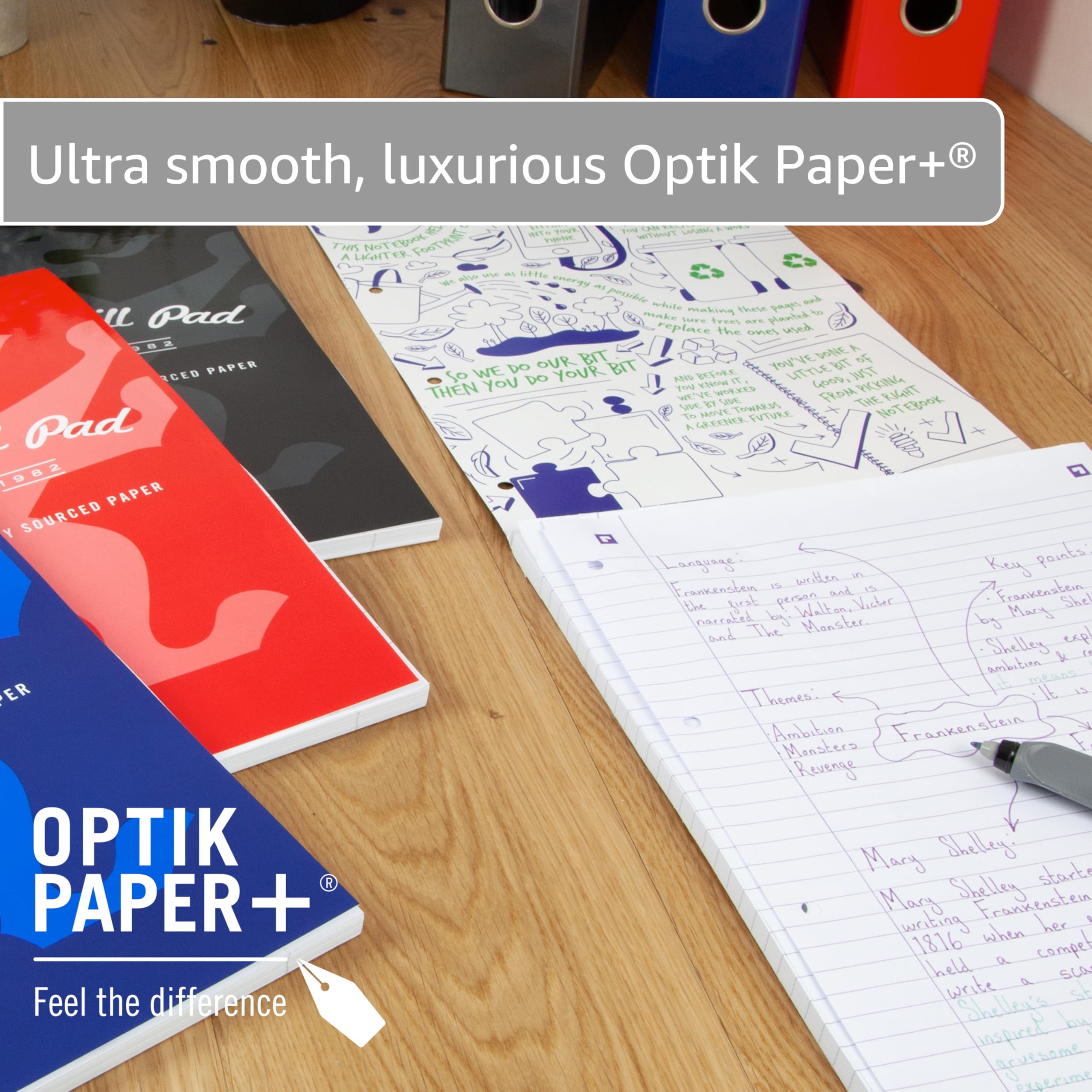 Oxford Campus A4 Lined Refill Pad - 140 Pages, Pastel Colours, 8mm Ruled with Margin | Pack of 3