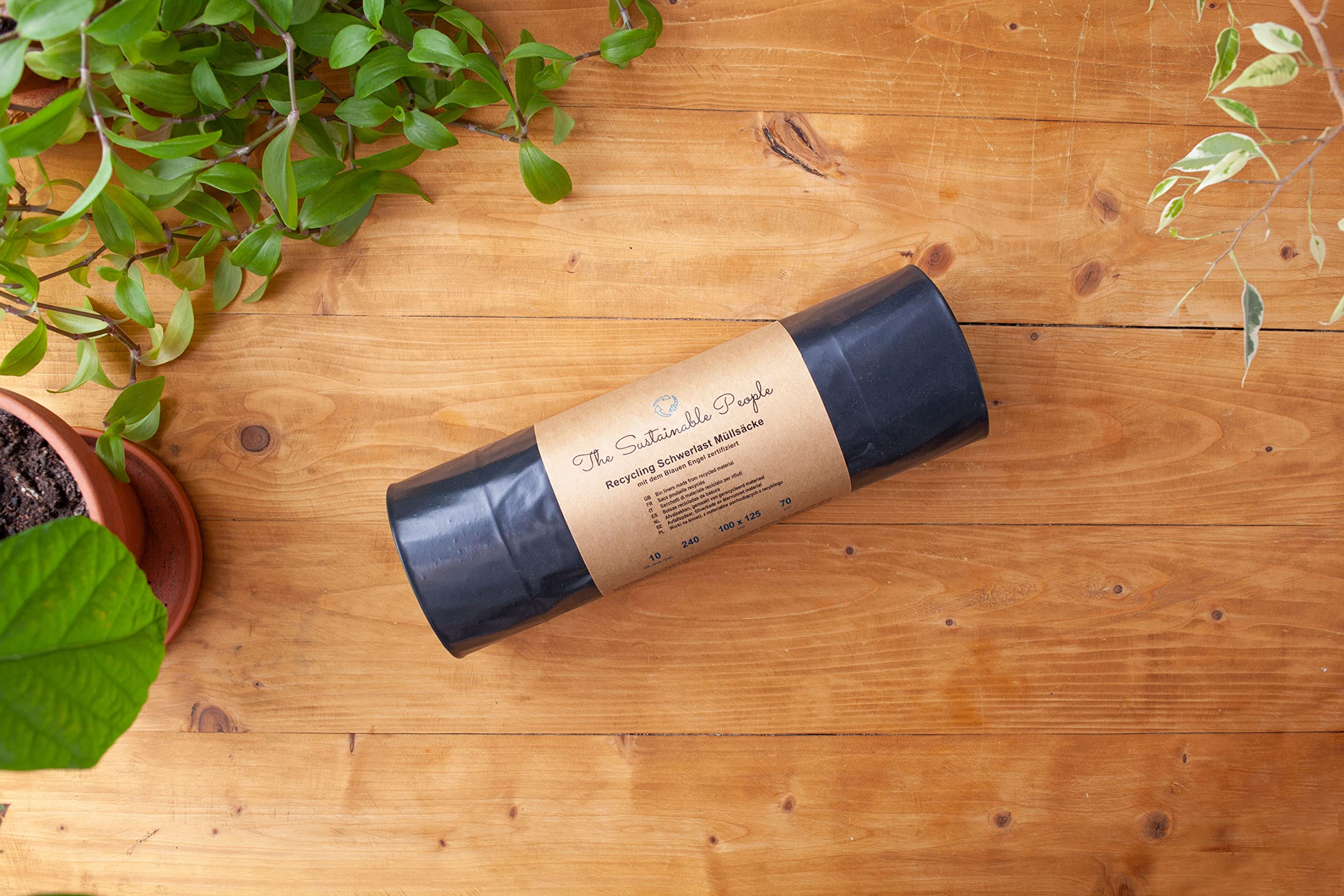 The Sustainable People Heavy Duty Recycled Bin Bags 240 L - 90%+ Post-Consumer Waste - Roll of 10 4