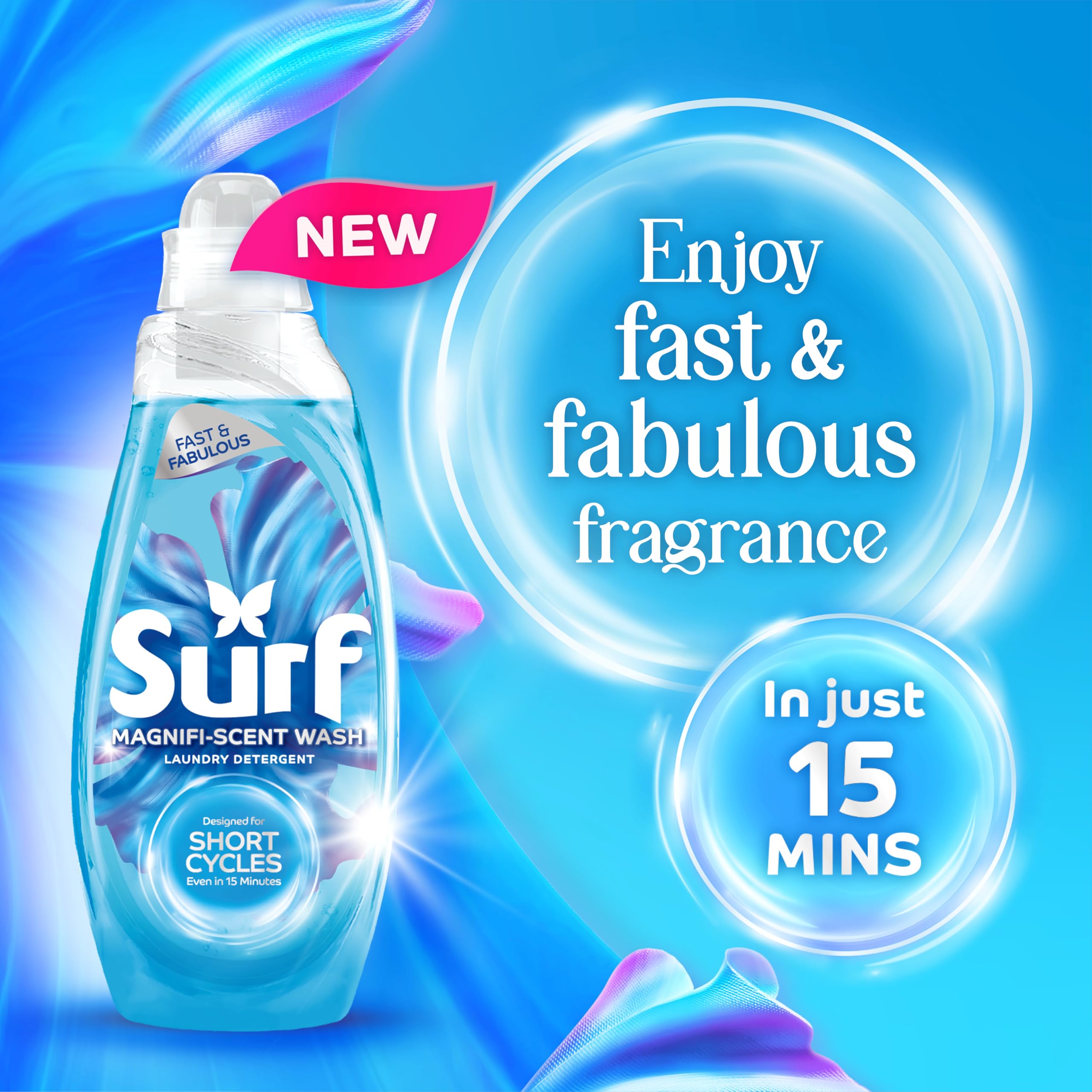 Surf Magnifi-Scent Wash Aqua Bliss Laundry Liquid Detergent | 1.08L | For 15-Minute Short Cycles