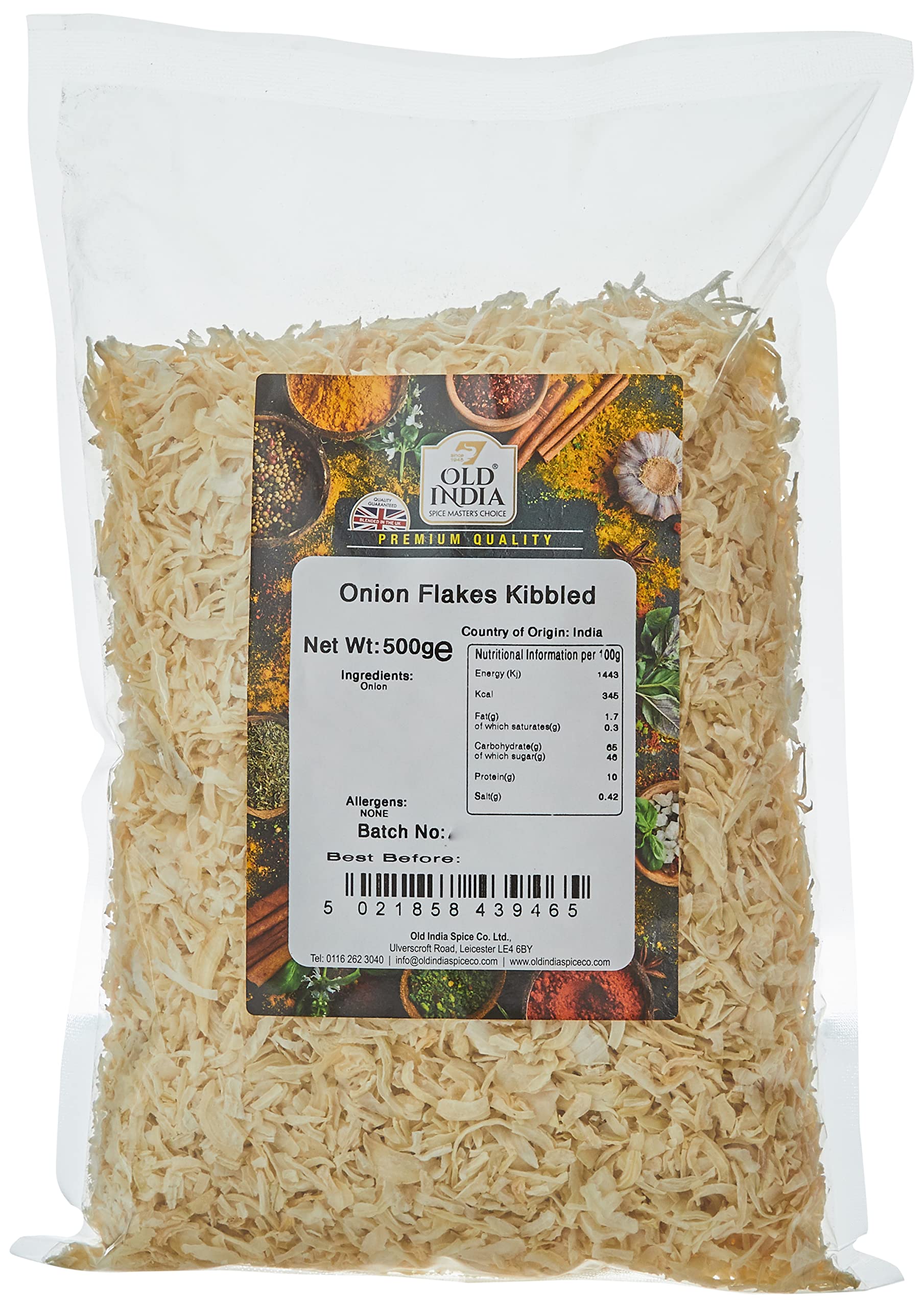 Old India Kibbled Onion Flakes - 100% Natural Dried Vegetable | 500g