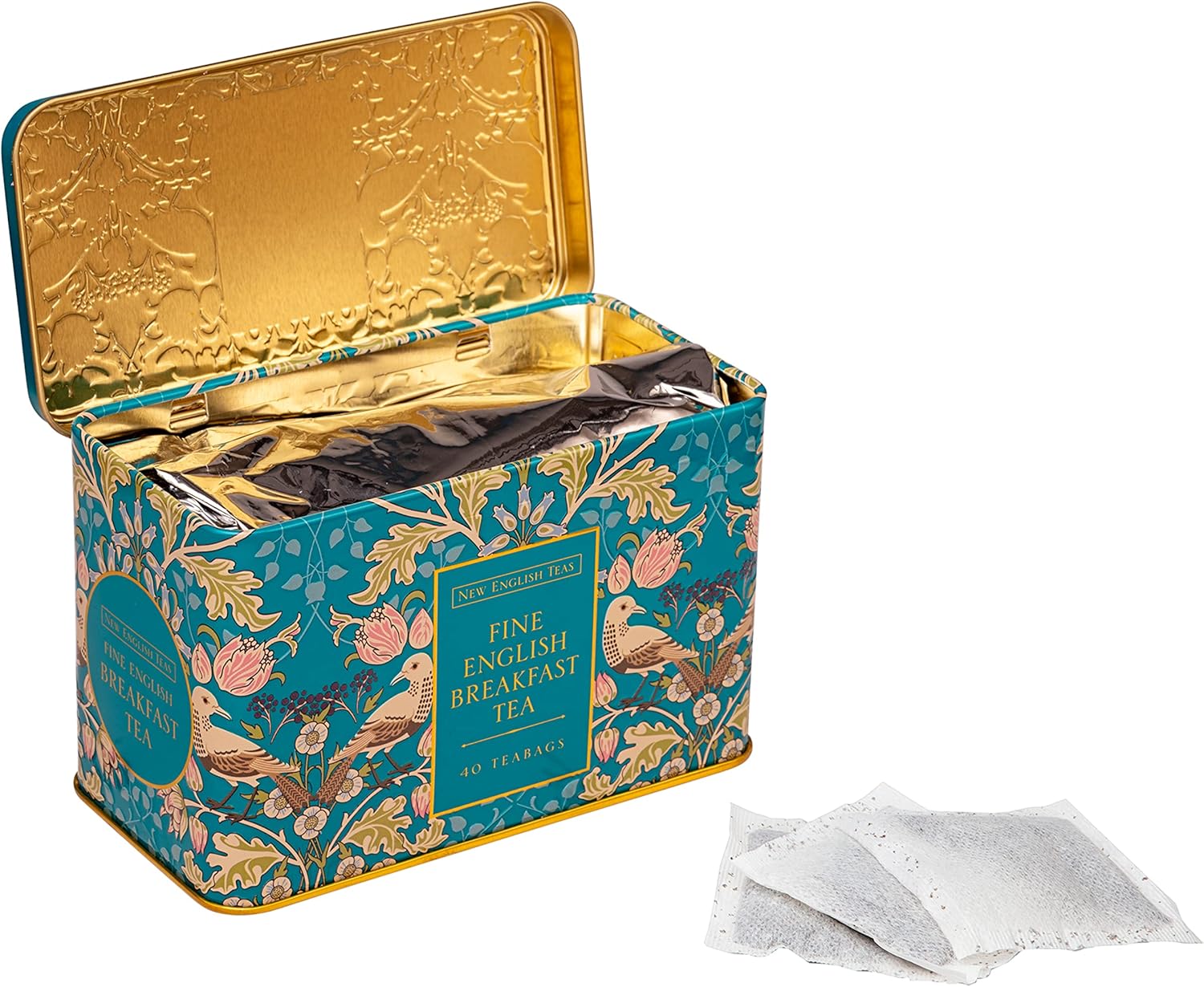 New English Teas Song Thrush and Berries Tea Tin with 40 English Breakfast Teabags