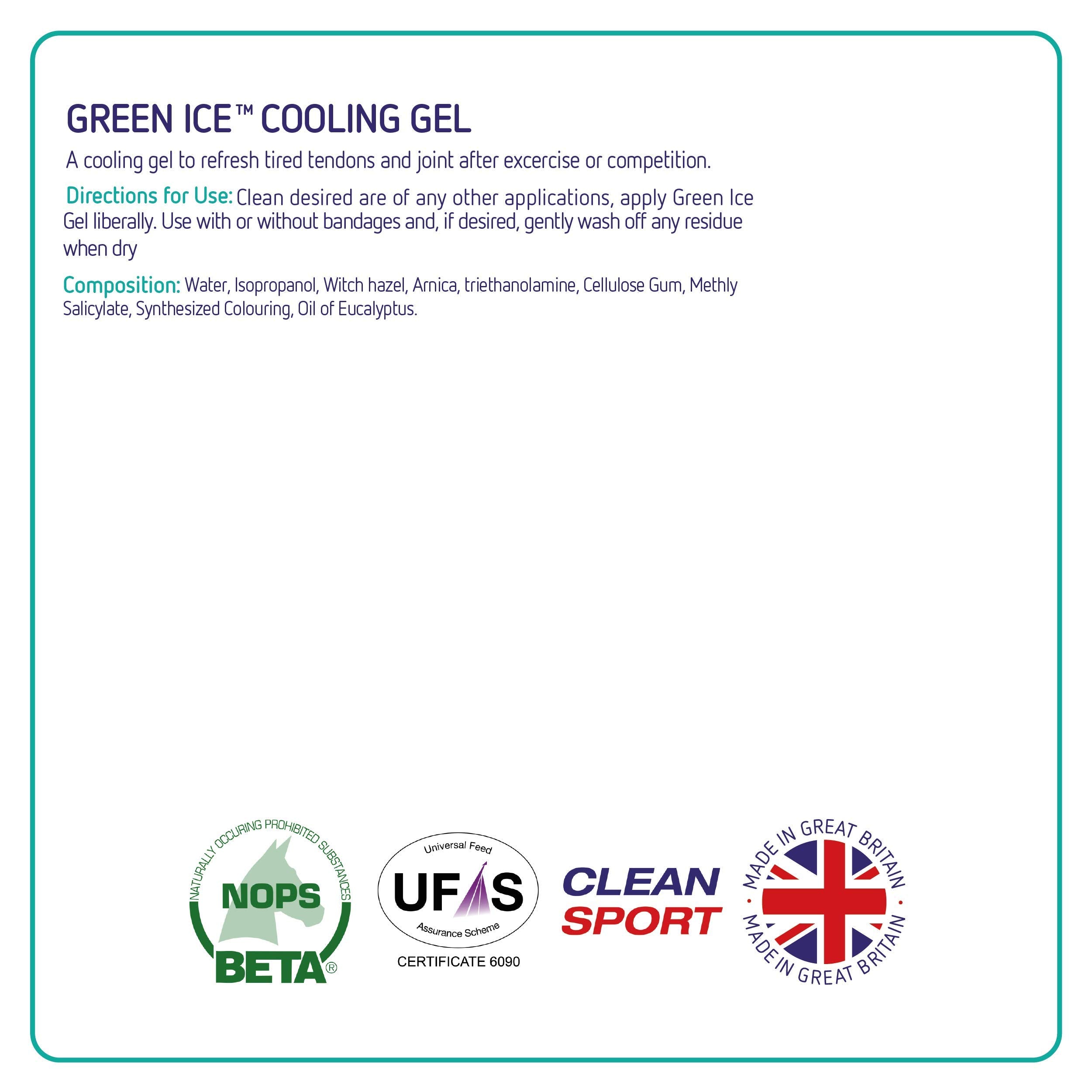 Equine America UK Green Ice Cooling Gel - Relief for Tired Legs and Joints | 1.5L 3