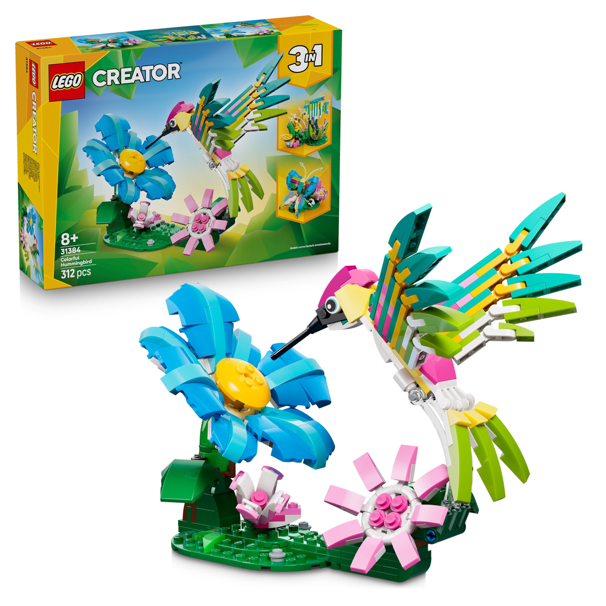 LEGO Creator 3in1 Wild Animals: Colourful Hummingbird Set 31384 | 3 Models in 1 | Ages 8+ 1
