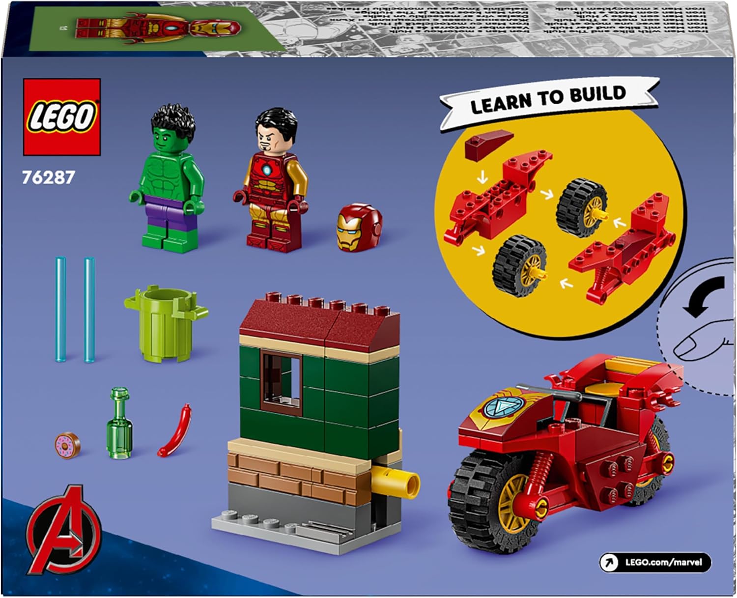 LEGO Marvel Iron Man with Bike and The Hulk - Super Hero Building Toy for Kids 4+ 5