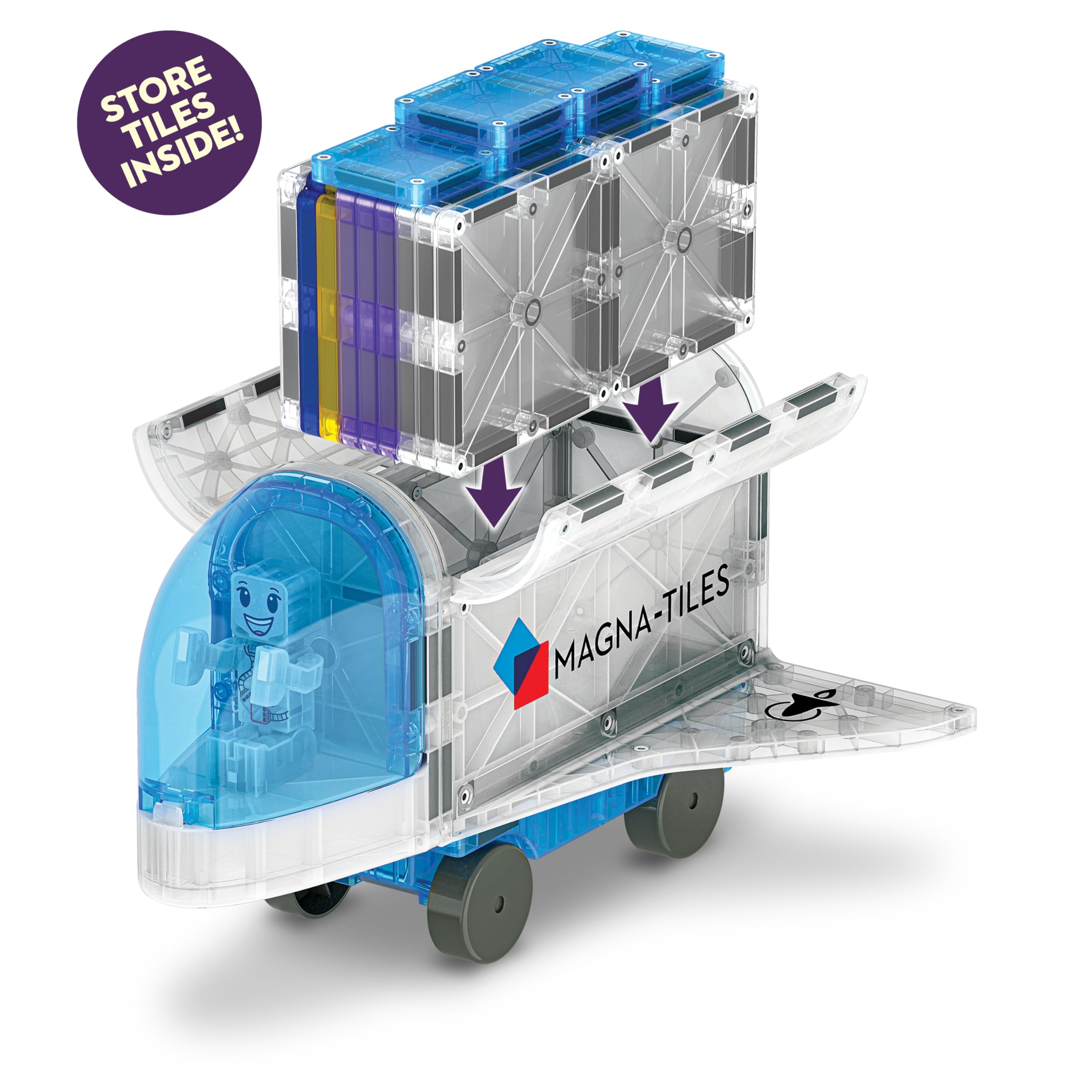 Magna-Tiles Space 32-Piece Magnetic Construction Set - Space Shuttle with Storage, Ages 3+ 3