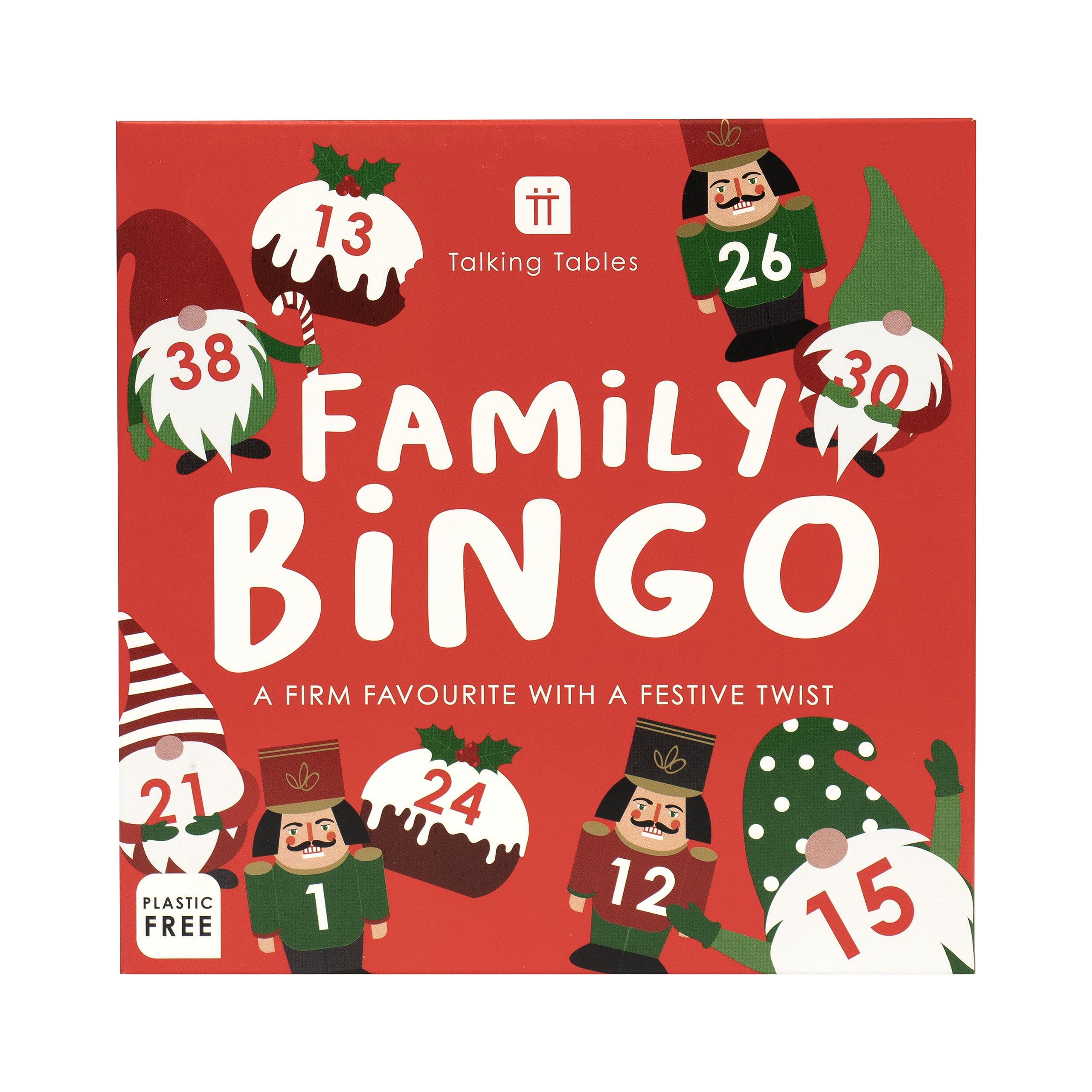 Talking Tables Christmas Family Bingo Game with Festive Red, Green, Gold & Silver Design 7