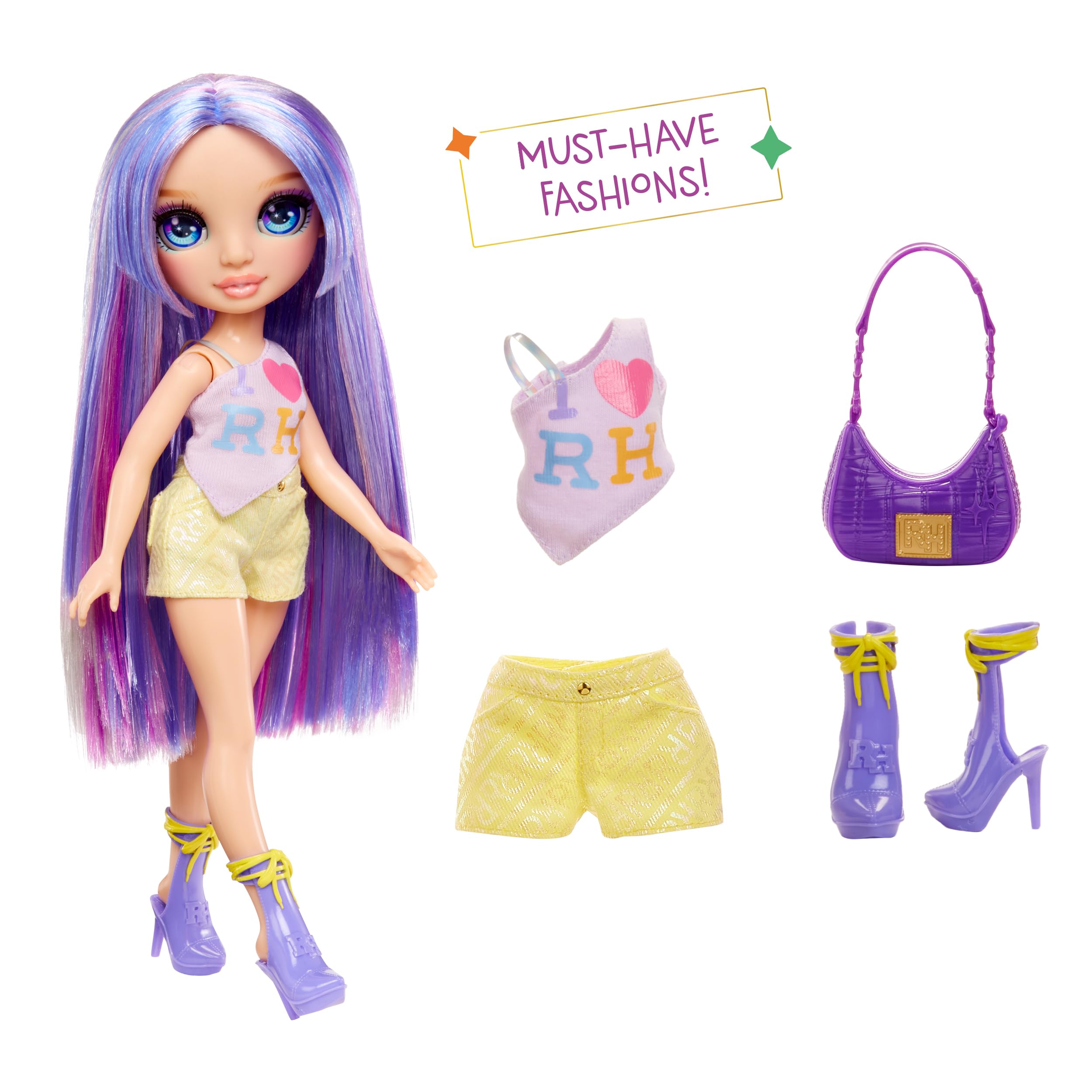 Rainbow High Violet Fashion Doll - 28cm Purple Poseable Doll with Iridescent Outfit & Handbag 5