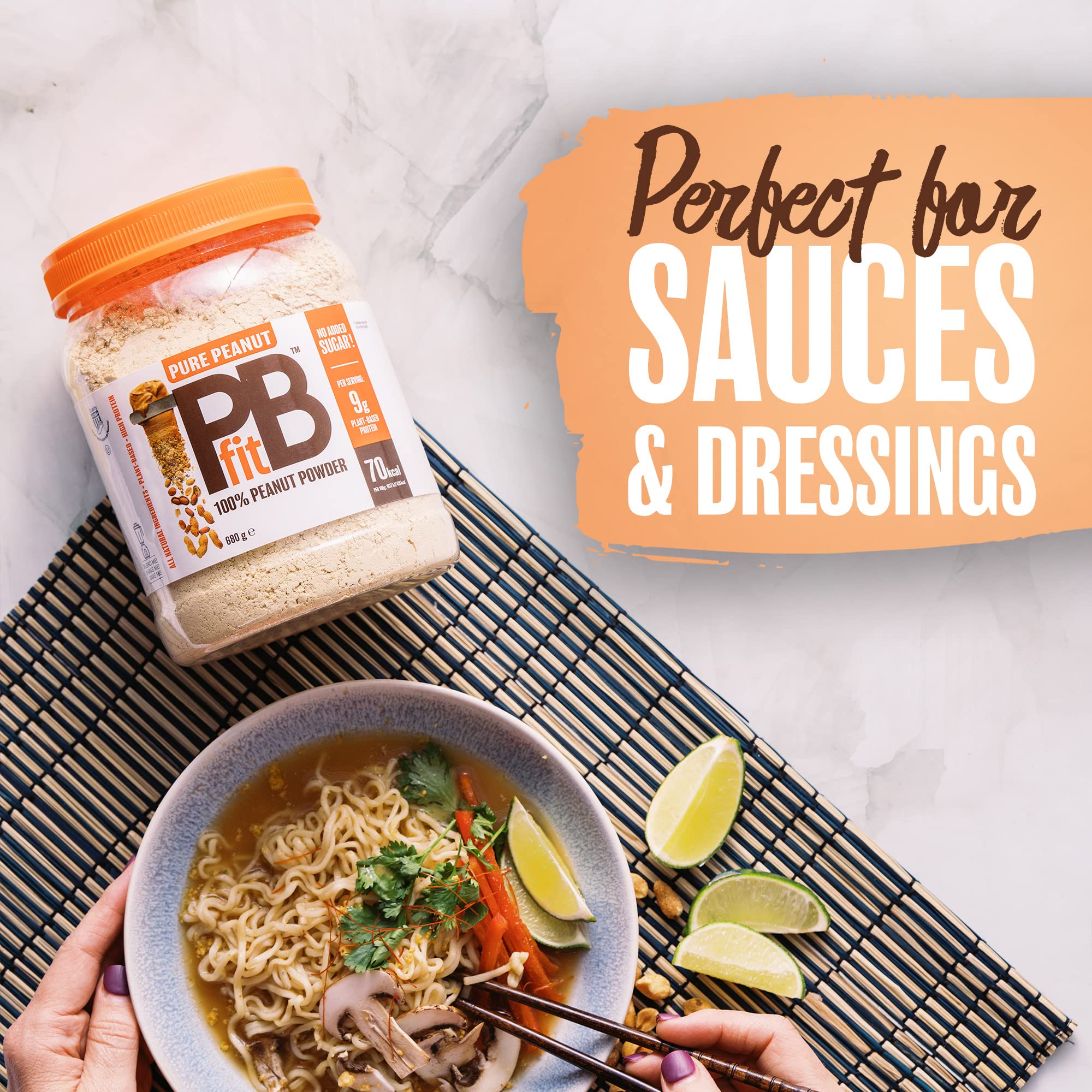 PBfit Pure Peanut Powder - No Added Sugar, 9g Plant Based Protein, 82% Less Fat 4