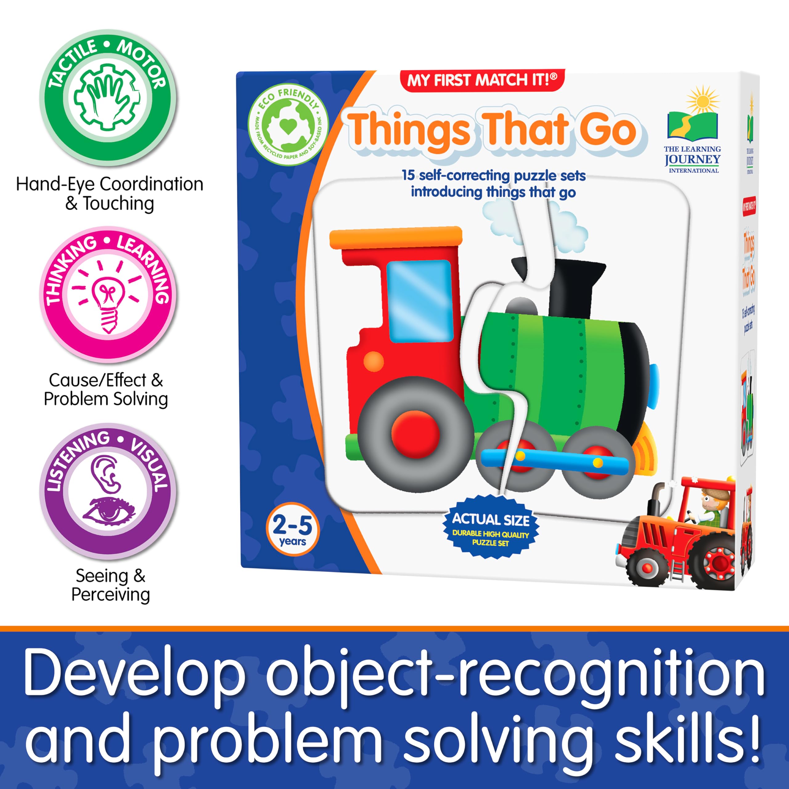 My First Match It! Things That Go Puzzle Set - Educational Vehicle Puzzles for Toddlers 2-5 Years 10