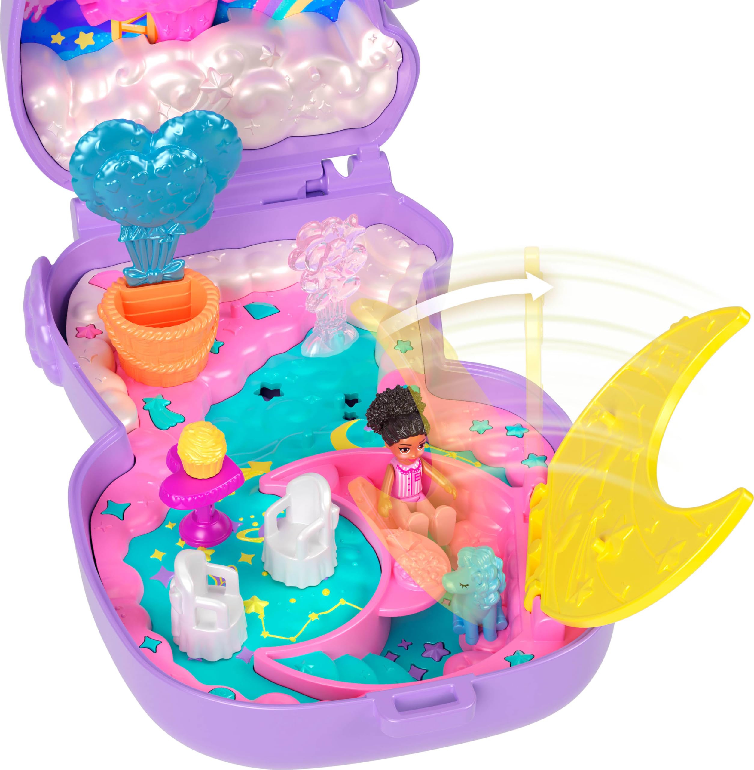 Polly Pocket Cozy Dreamland Lamb Compact Playset - Purple with Micro Doll & Unicorn Pet, Ages 4+ 4