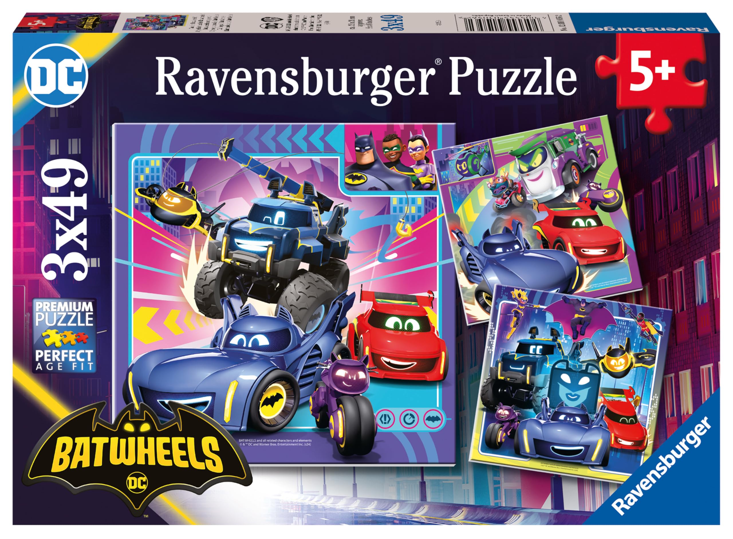 Ravensburger Batman Batwheels Jigsaw Puzzle - 3 x 49 Pieces | Ages 3+ | 17.8 x 17.8cm 1