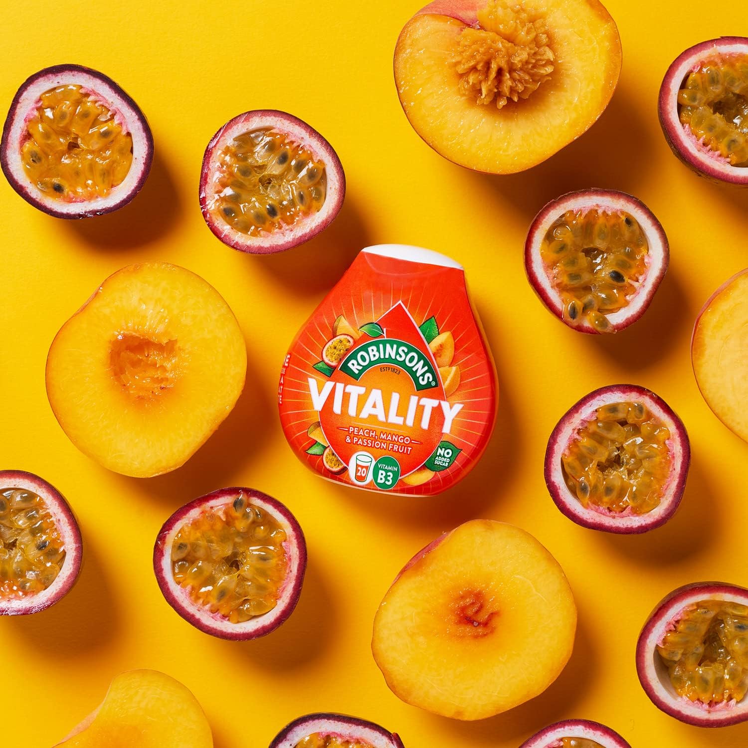 Robinsons Vitality Peach, Mango & Passion Fruit with Vitamin B3 Real Fruit Juice Concentrate