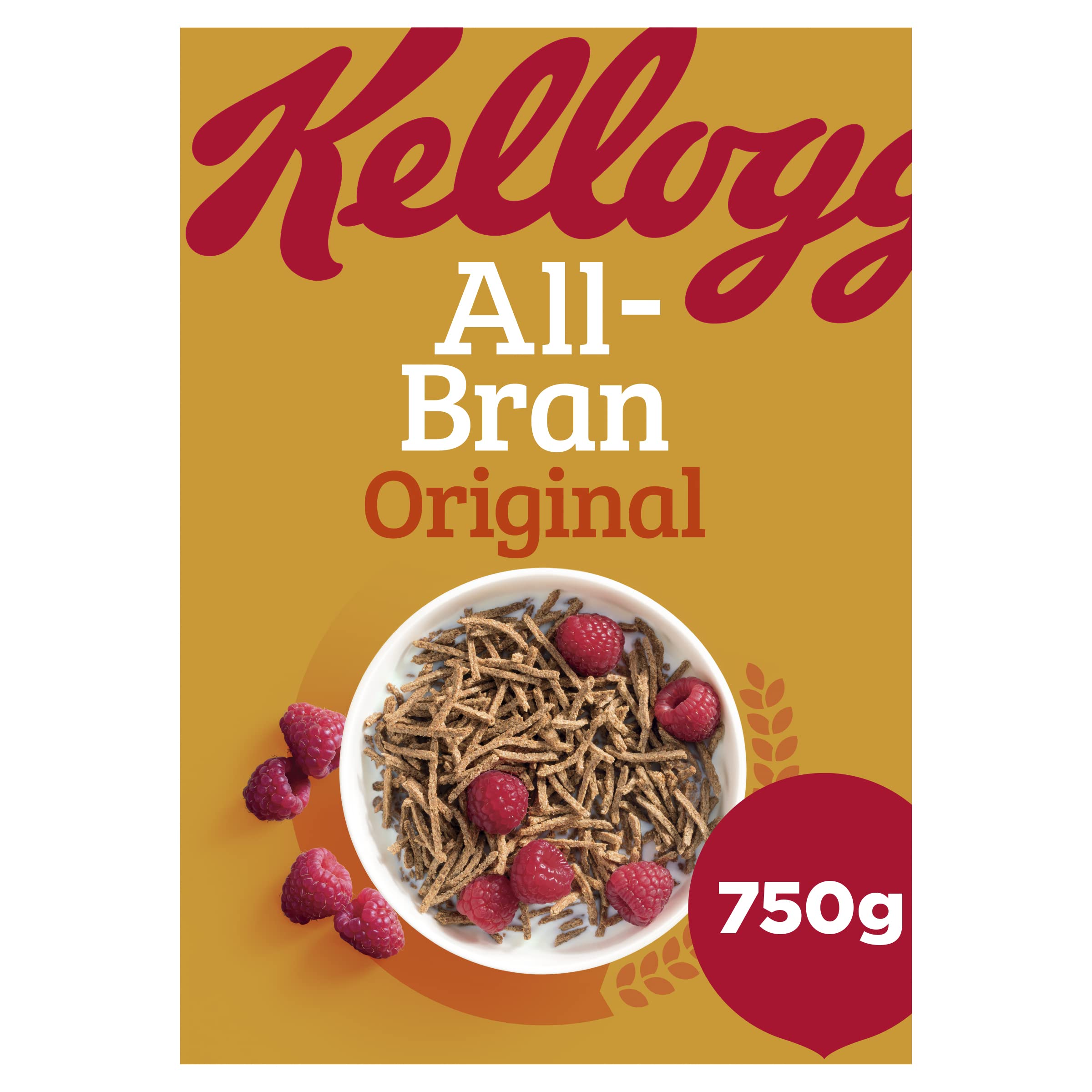 Kellogg's All-Bran Breakfast Cereal Box, 750g - High Fibre Whole Grain Cereal with Natural Wheat Bran