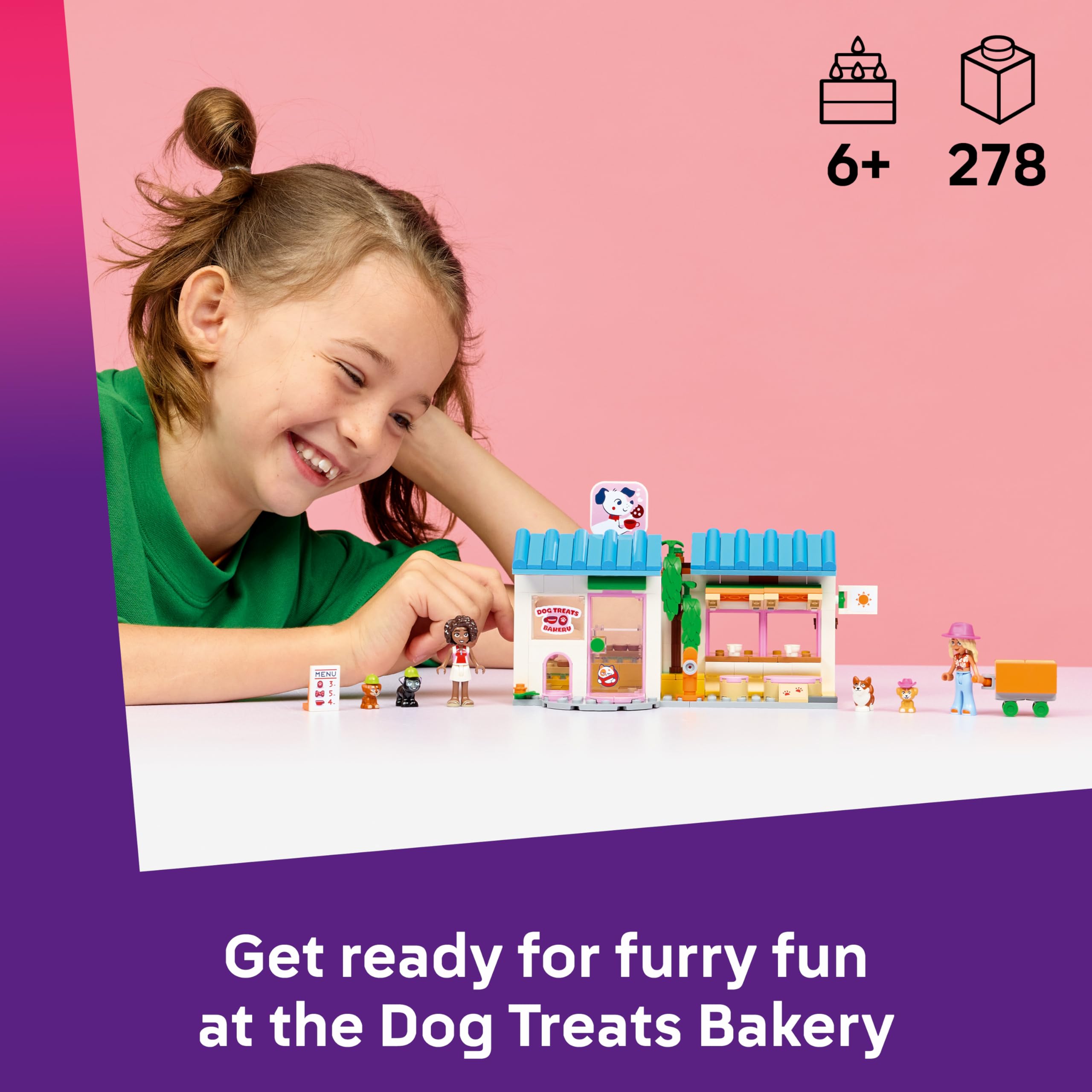 LEGO Friends Dog Treats Bakery Set 42677 | 2 Mini Dolls, 4 Animal Figures | Ages 6+