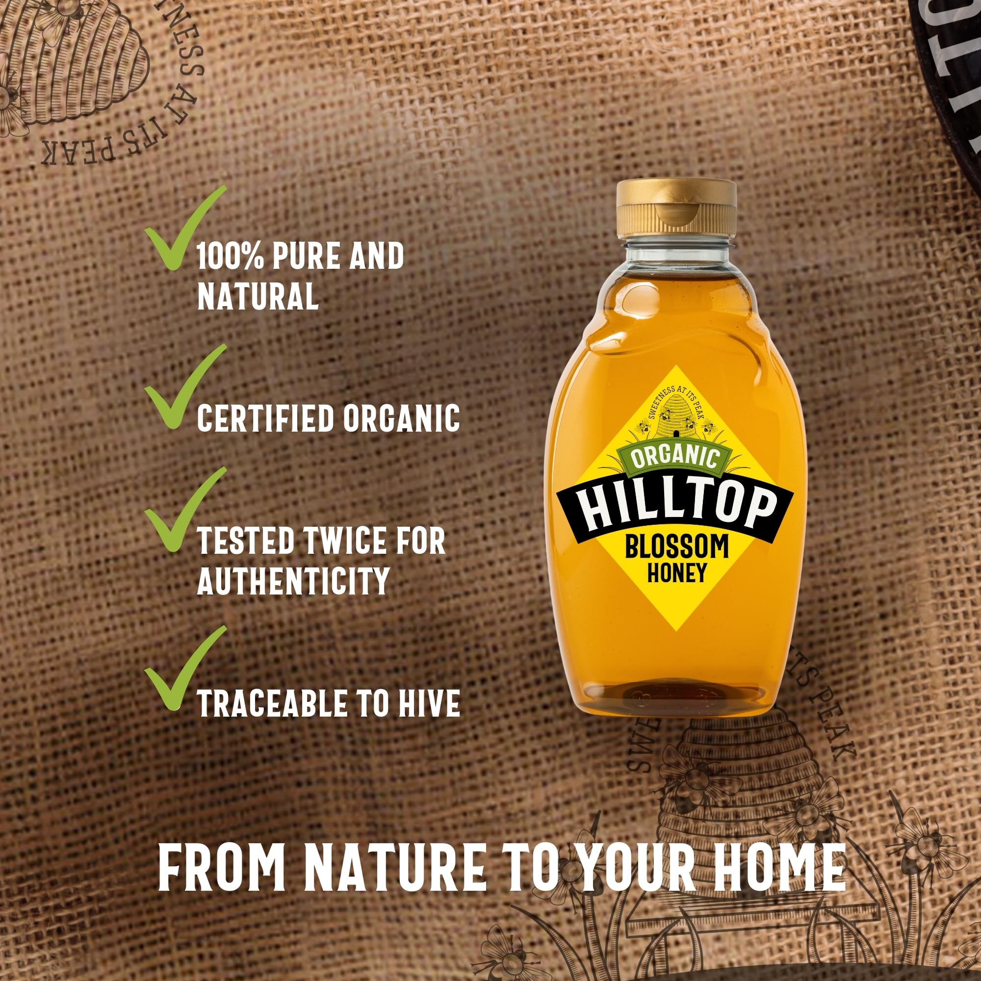 Hilltop Honey - Organic Blossom Honey - Squeezy Bottle - 720g 7