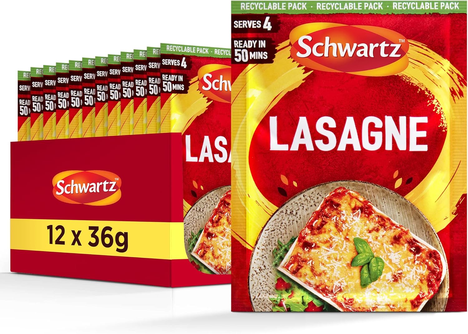 Schwartz Lasagne Recipe Mix 36g | Pack of 12 | Vegan Friendly | Rustic Italian Flavour