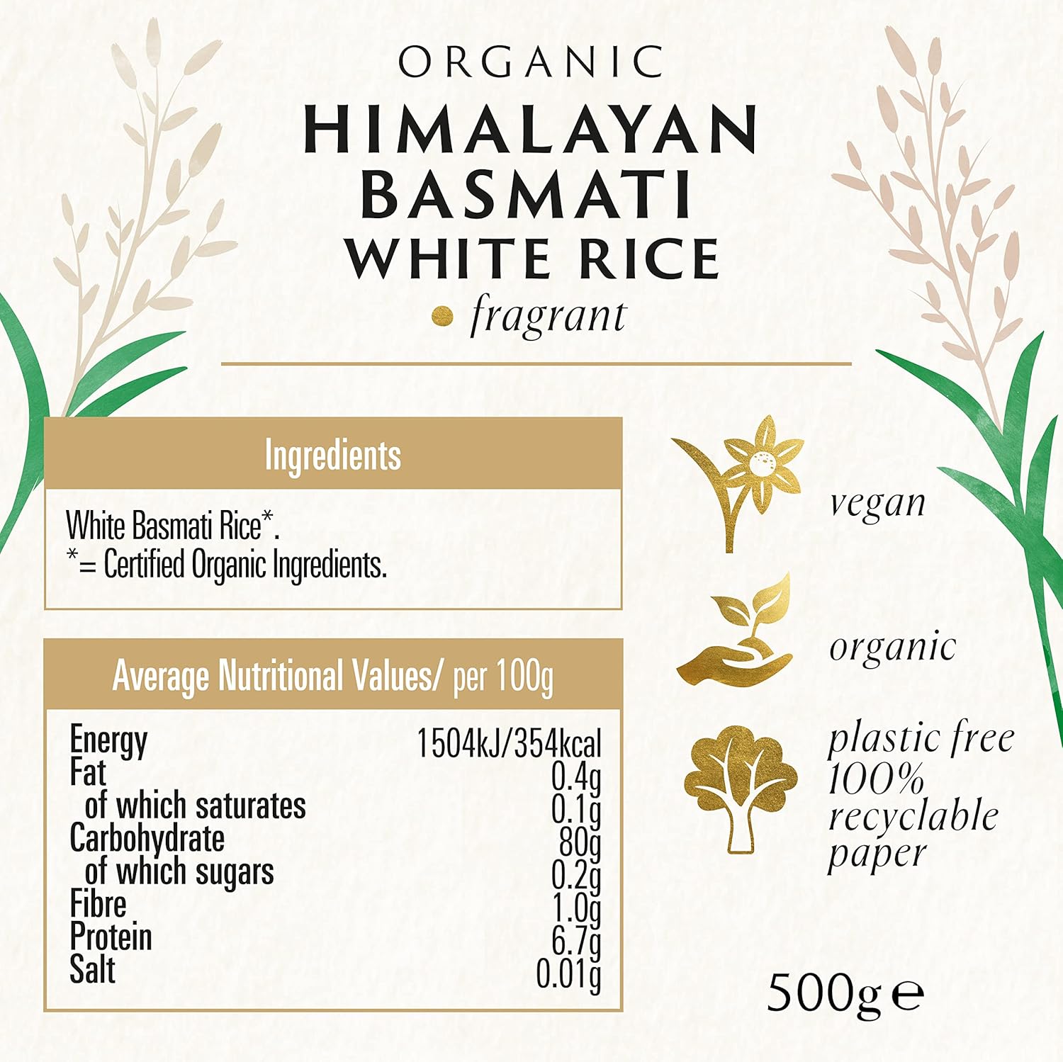 Biona Organic Himalayan Basmati Rice 500g - Long Grain White Rice 3