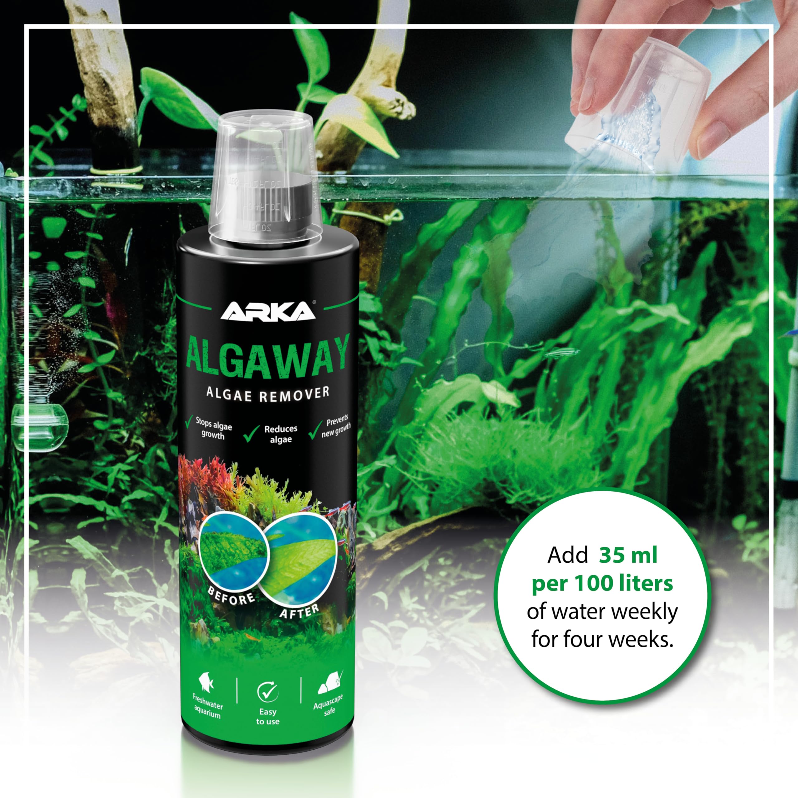 ARKA Aquarium Algae Remover - Eliminates Green, Hair & Spot Algae | 473ml Liquid 5