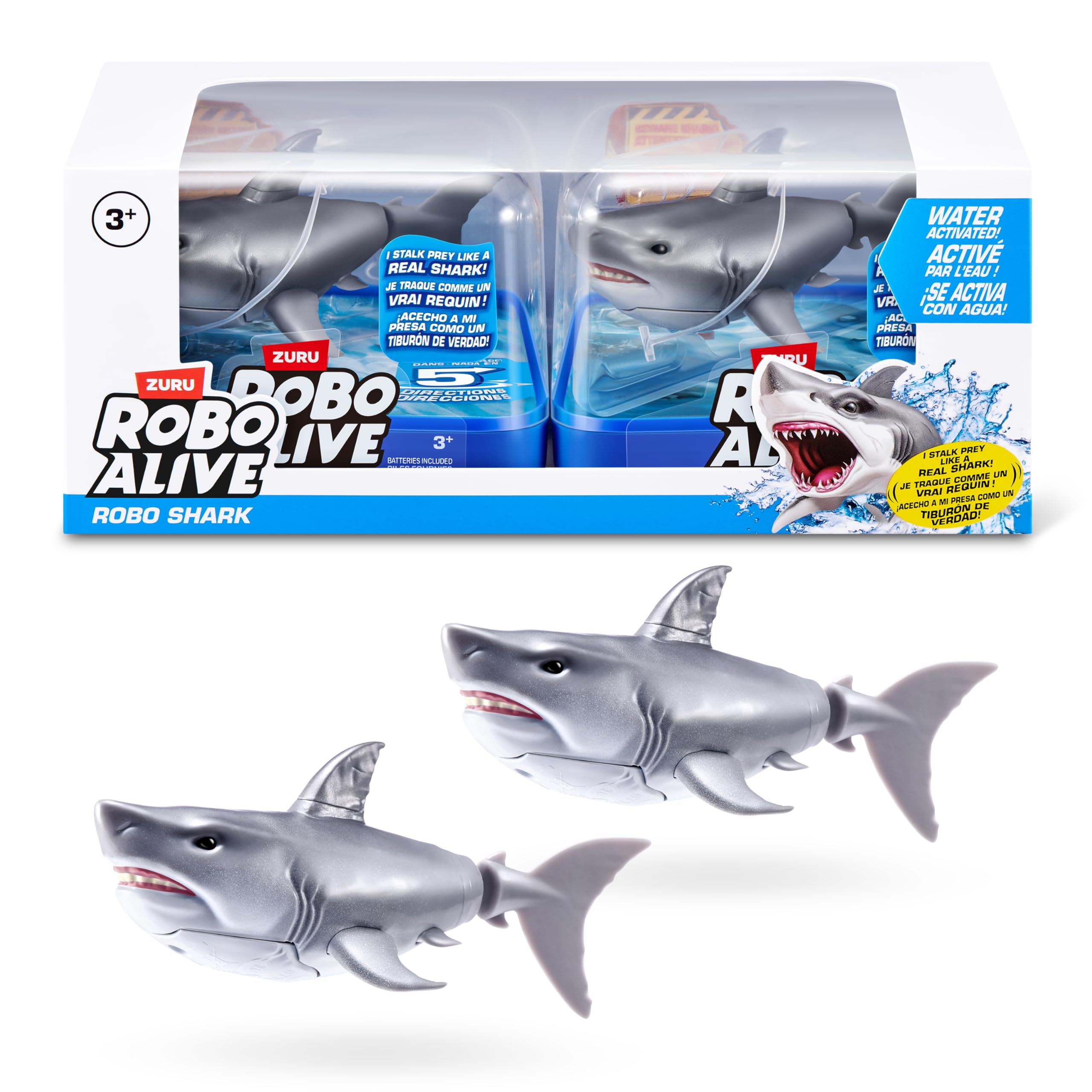 Robo Alive Robo Shark Water Activated Swimming Toy | 2 Pack | White | Ages 3+