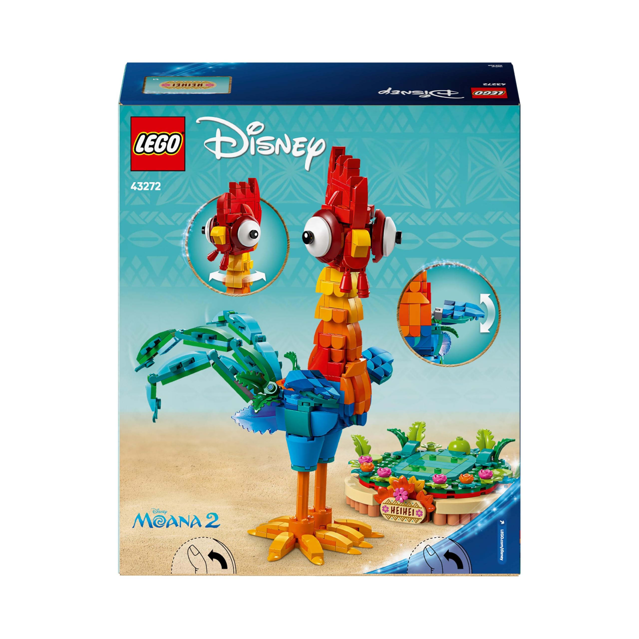LEGO ǀ Disney Vaiana 2 Heihei Baubares Tierspielzeug – Bewegliche Hühnerfigur mit Ständer für Kinder ab 9 Jahren 13