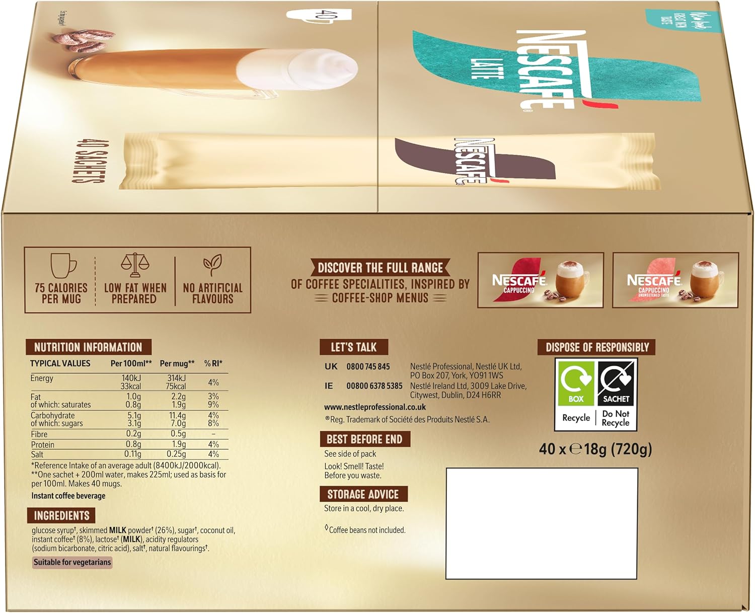 NESCAFÉ Gold Latte Instantkaffee-Beutel – 40 x 18 g 3