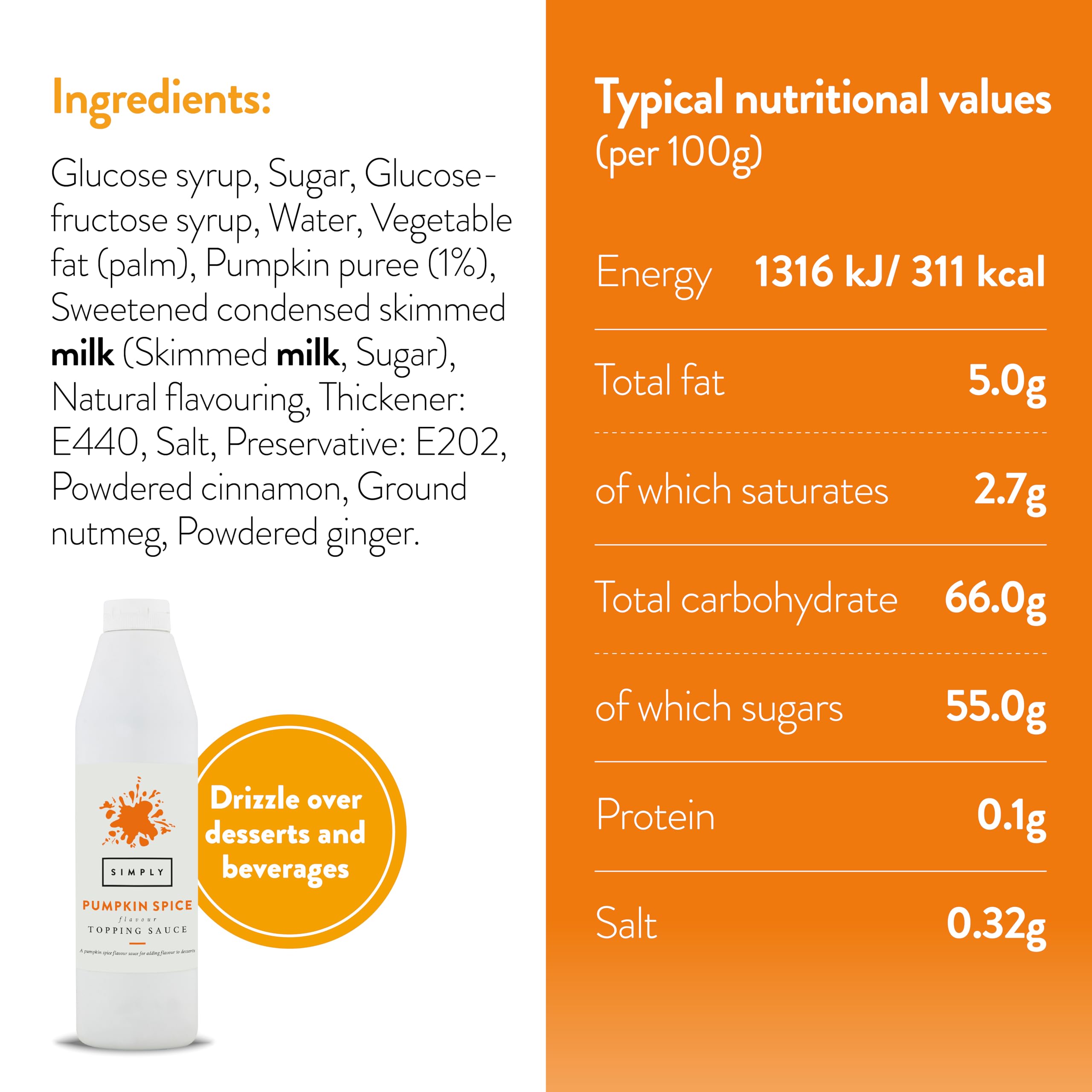 Simply - Pumpkin Spice Topping Sauce, Ready-to-Use Dessert Sauce for Ice Cream, Coffee & Baking 4