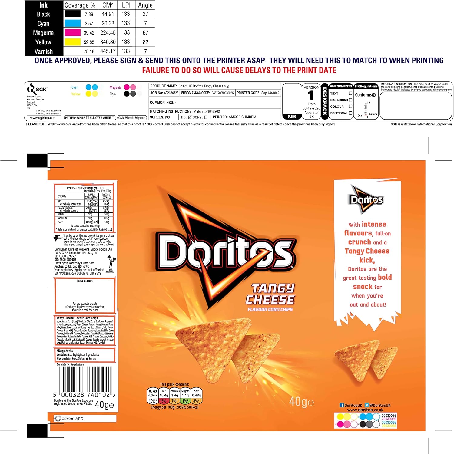 Doritos Tangy Cheese Tortilla Chips, 40g (Case of 32) - Bold Flavour, Vegetarian Crisps 4