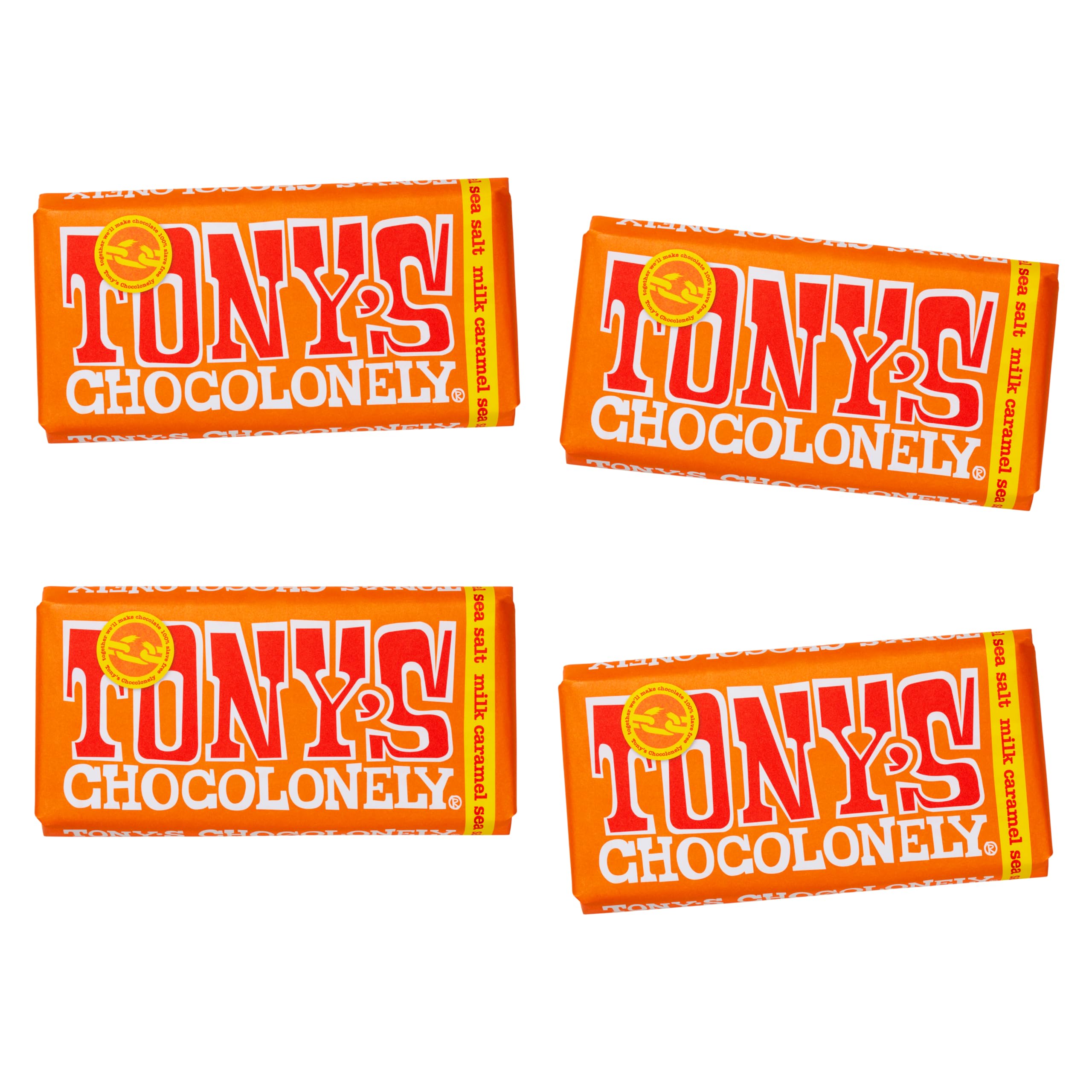Tony's Chocolonely Milk Caramel Sea Salt Chocolate Bars - Gift Box of 4 (180g Each) 5