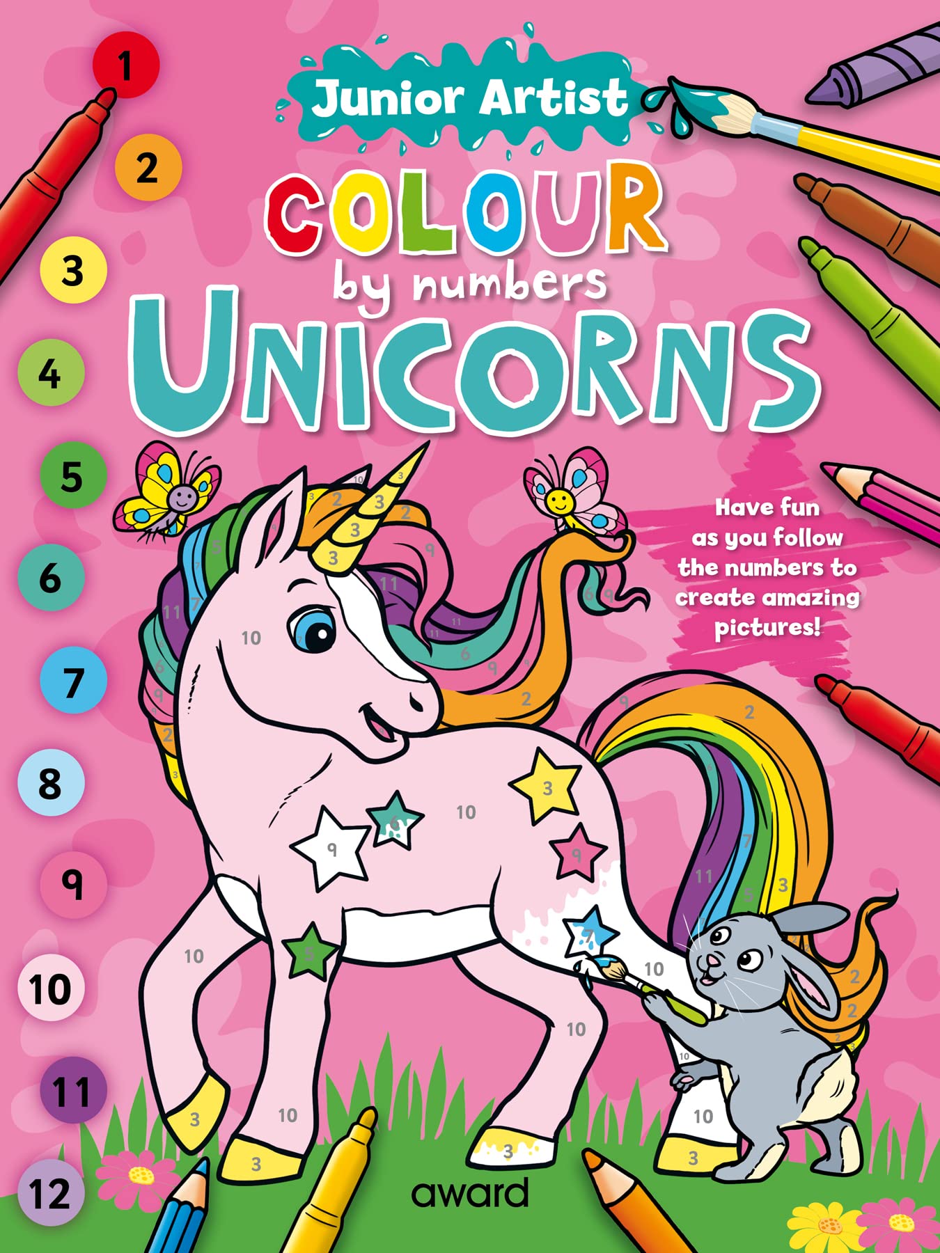 Award Publications Ltd Junior Artist Colour By Numbers: Unicorns | Paperback Coloring Book for Ages 5+ 1