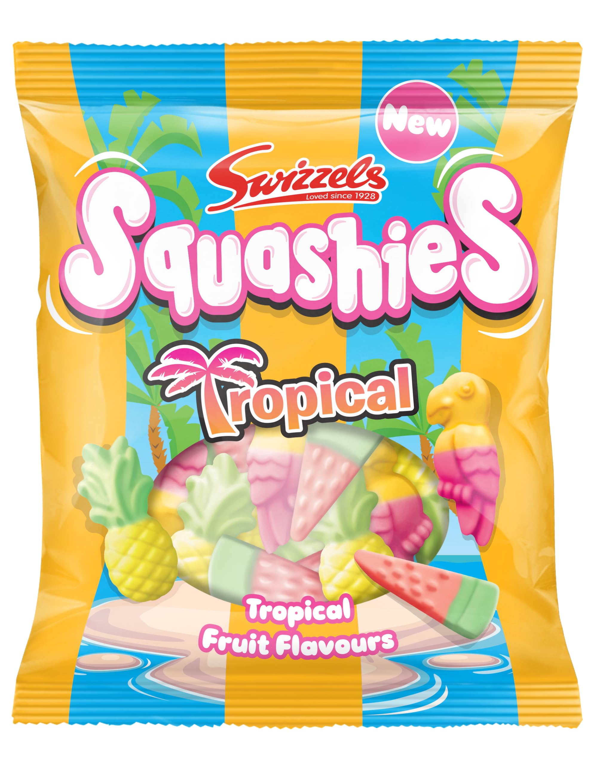 Swizzels Squashies Tropical Flavour 100g – Fruchtige Kaubonbons mit lustigen Formen