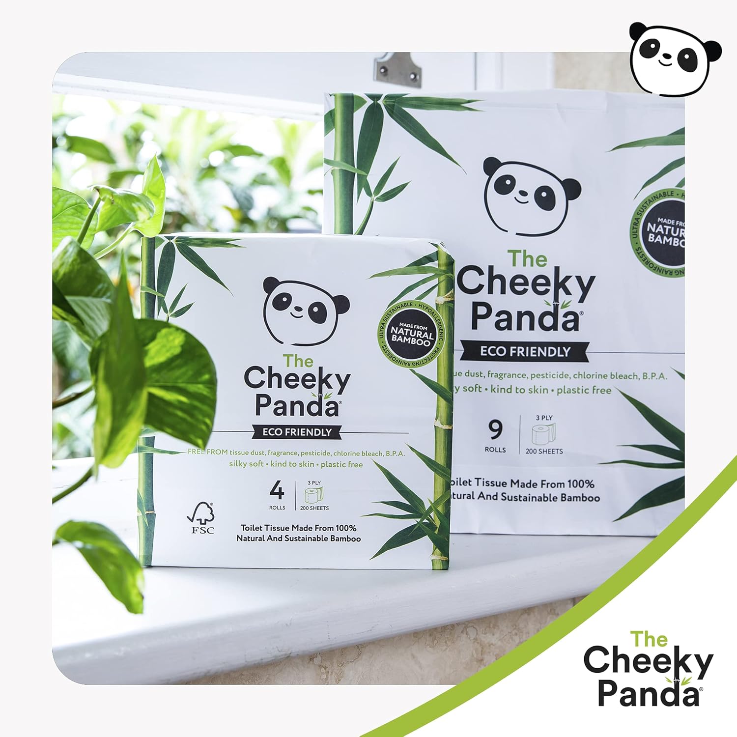The Cheeky Panda – Bambus-Toilettenpapier (4er-Packung, 3-lagig, 200 Blatt) 5