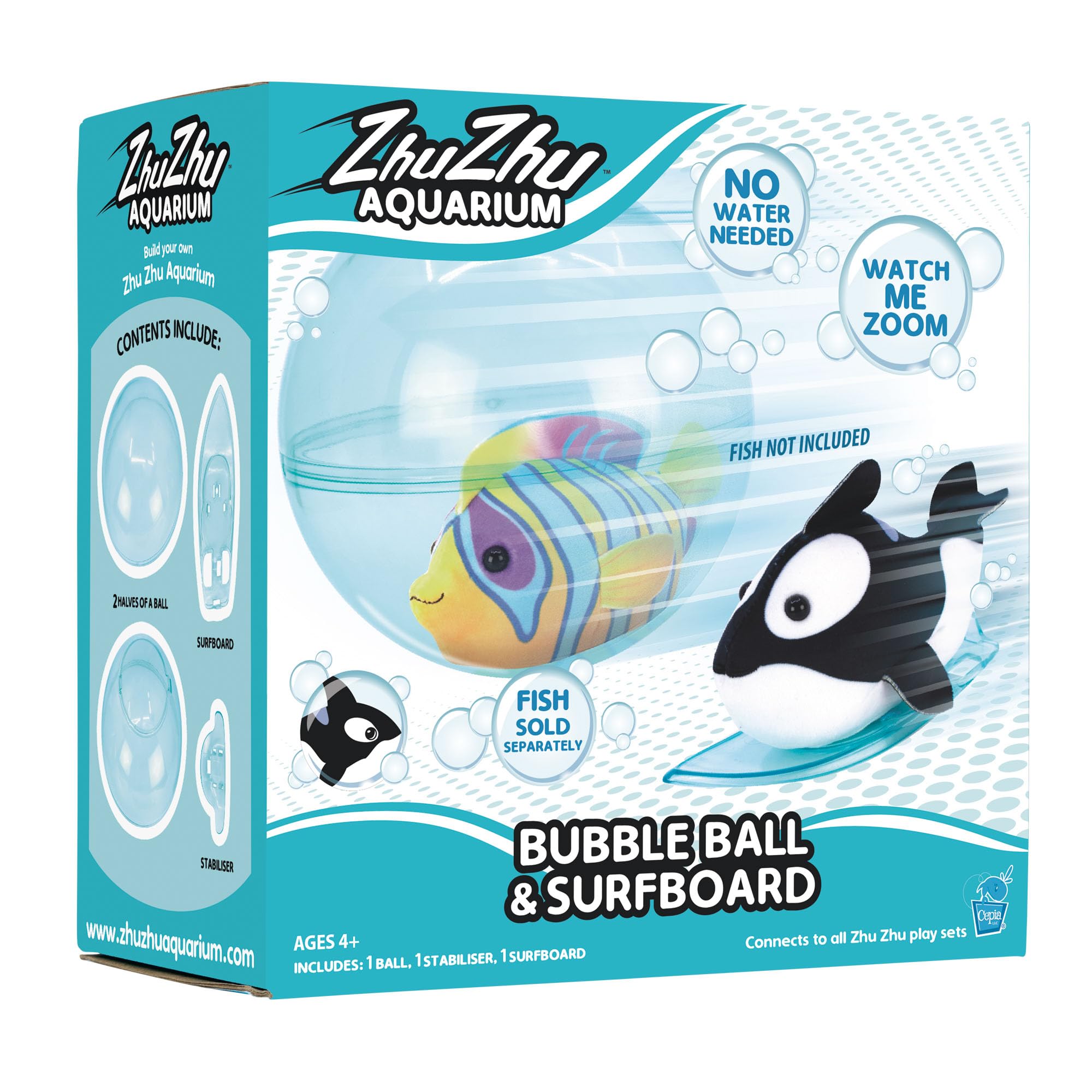 John Adams Zhu Zhu Pets Aquarium Bubble Ball & Surfboard Playset for Ages 4-10