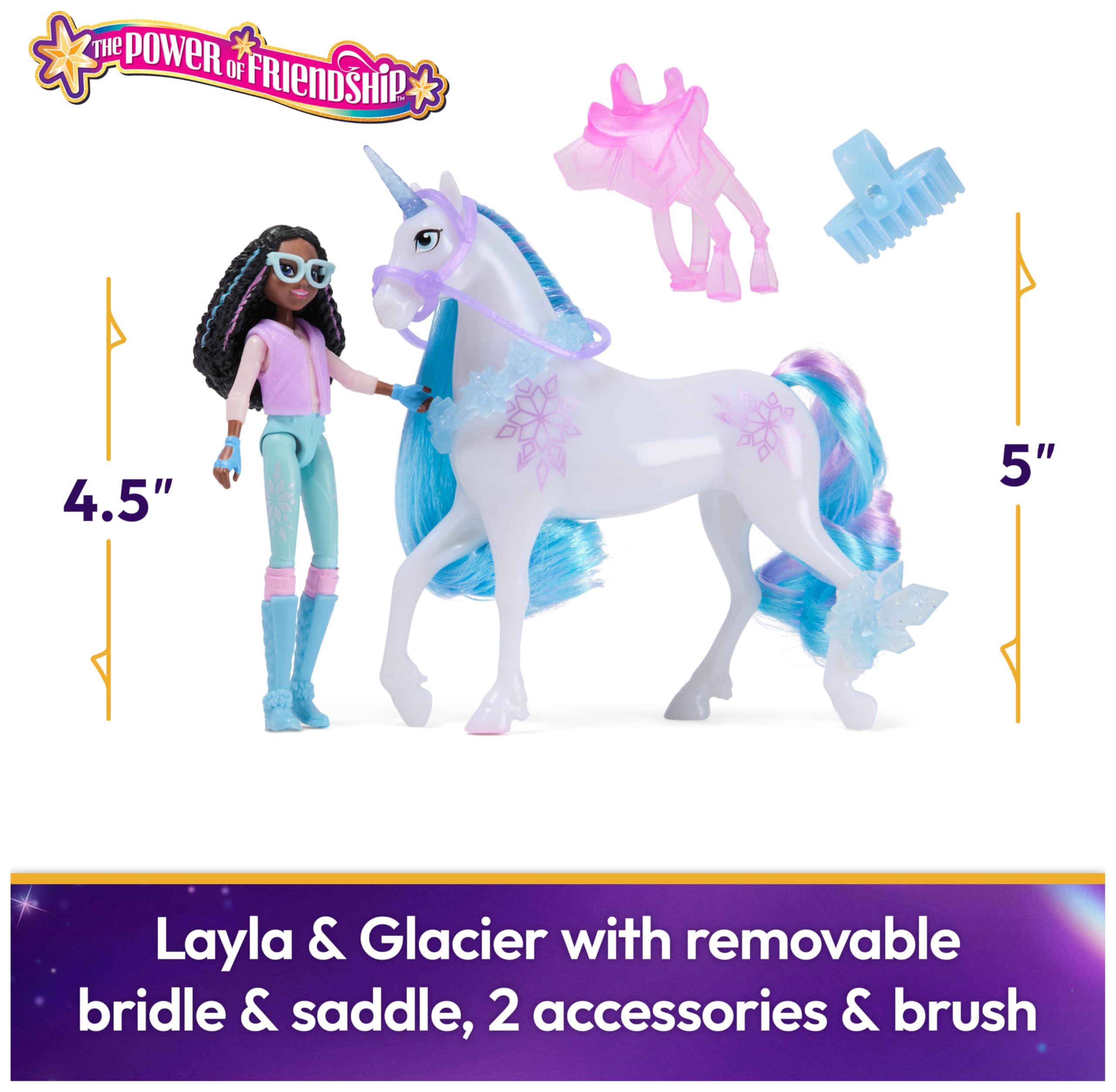 Unicorn Academy Layla & Glacier Power of Friendship Playset - Posable Doll & Unicorn Toy for Girls Ages 4 and Up 10