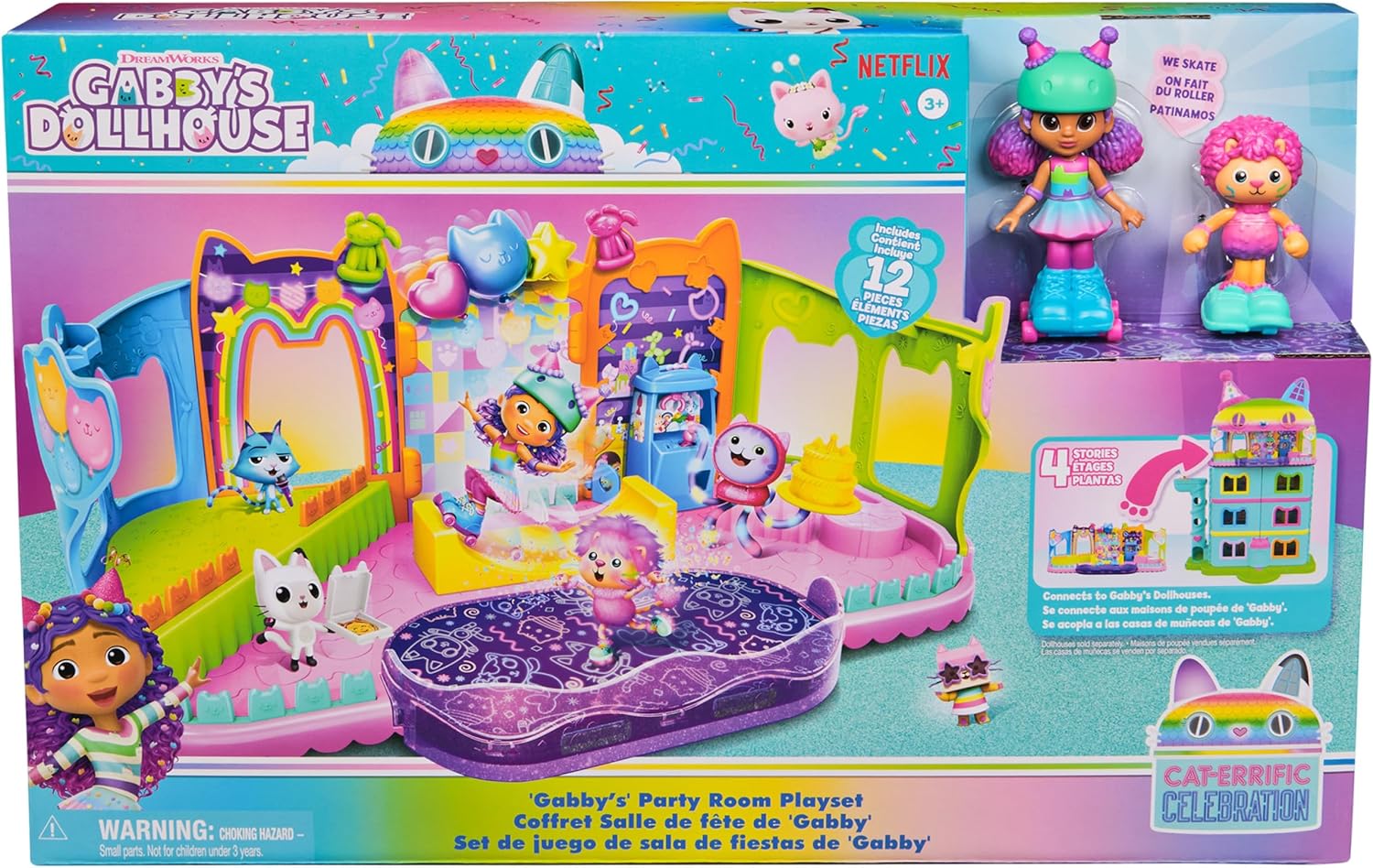 Gabby's Dollhouse Party Room Playset - Skate Park & Game Room with Skater Figures 3