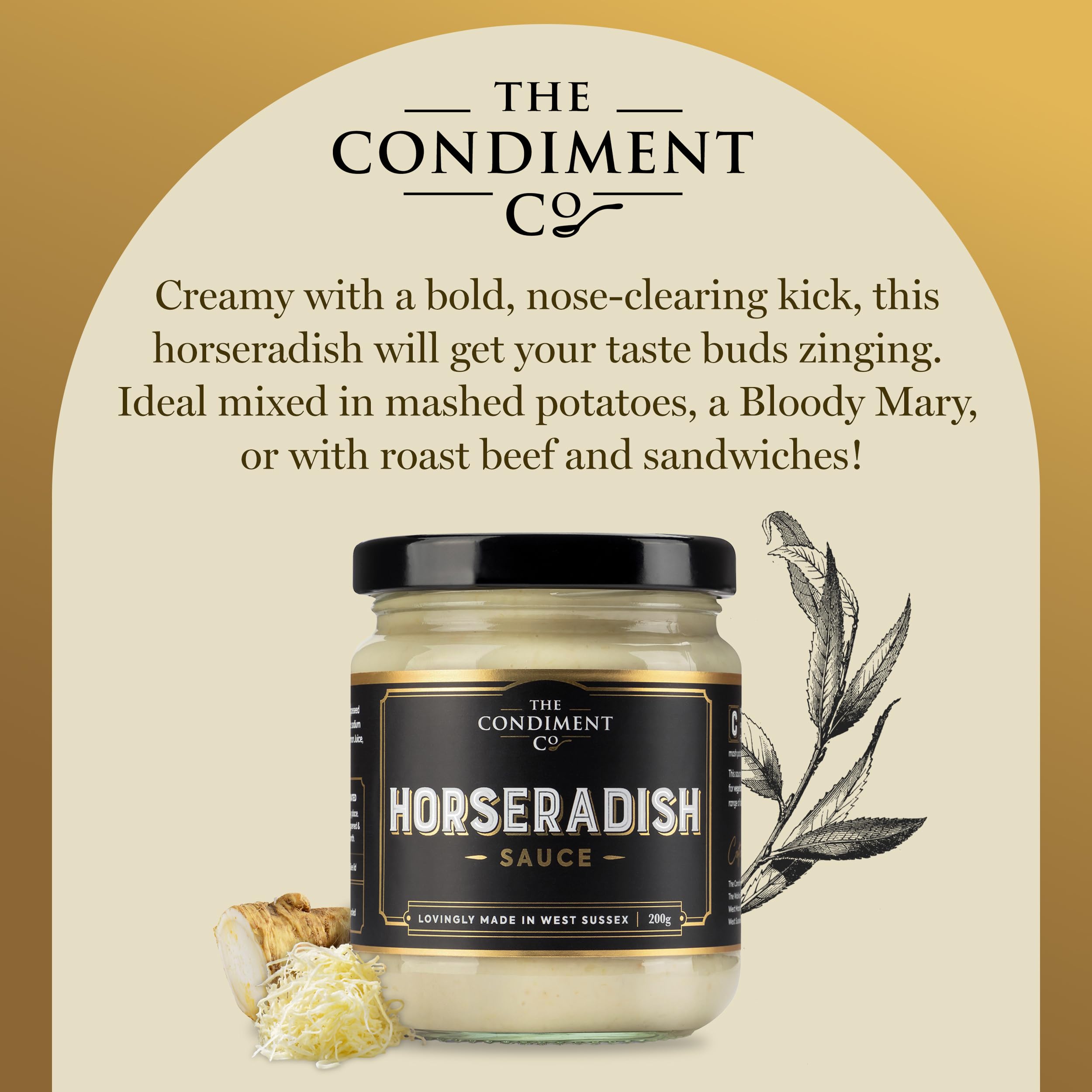 The Condiment Company Meerrettich-Scharfsauce 200 g – Extra scharf, vegan und glutenfrei