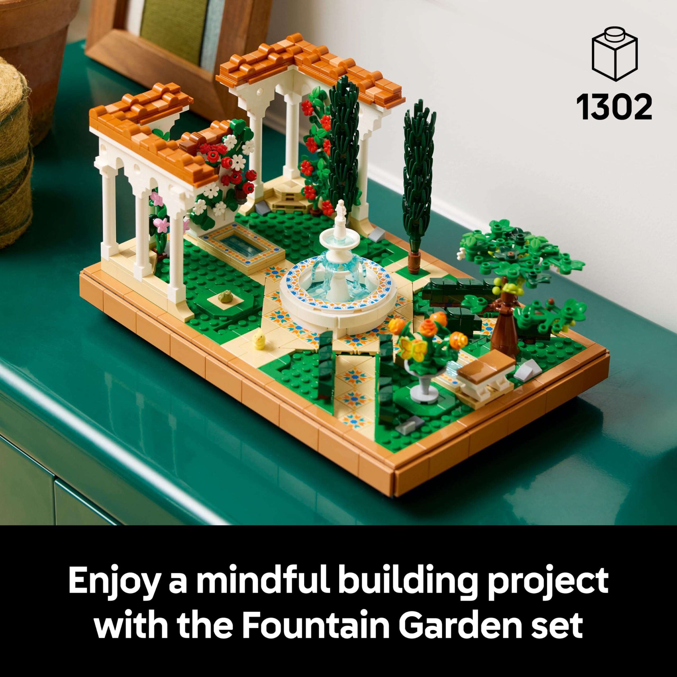 LEGO Icons Fountain Garden Building Set - 1302-Piece Decor Model for Adults 8