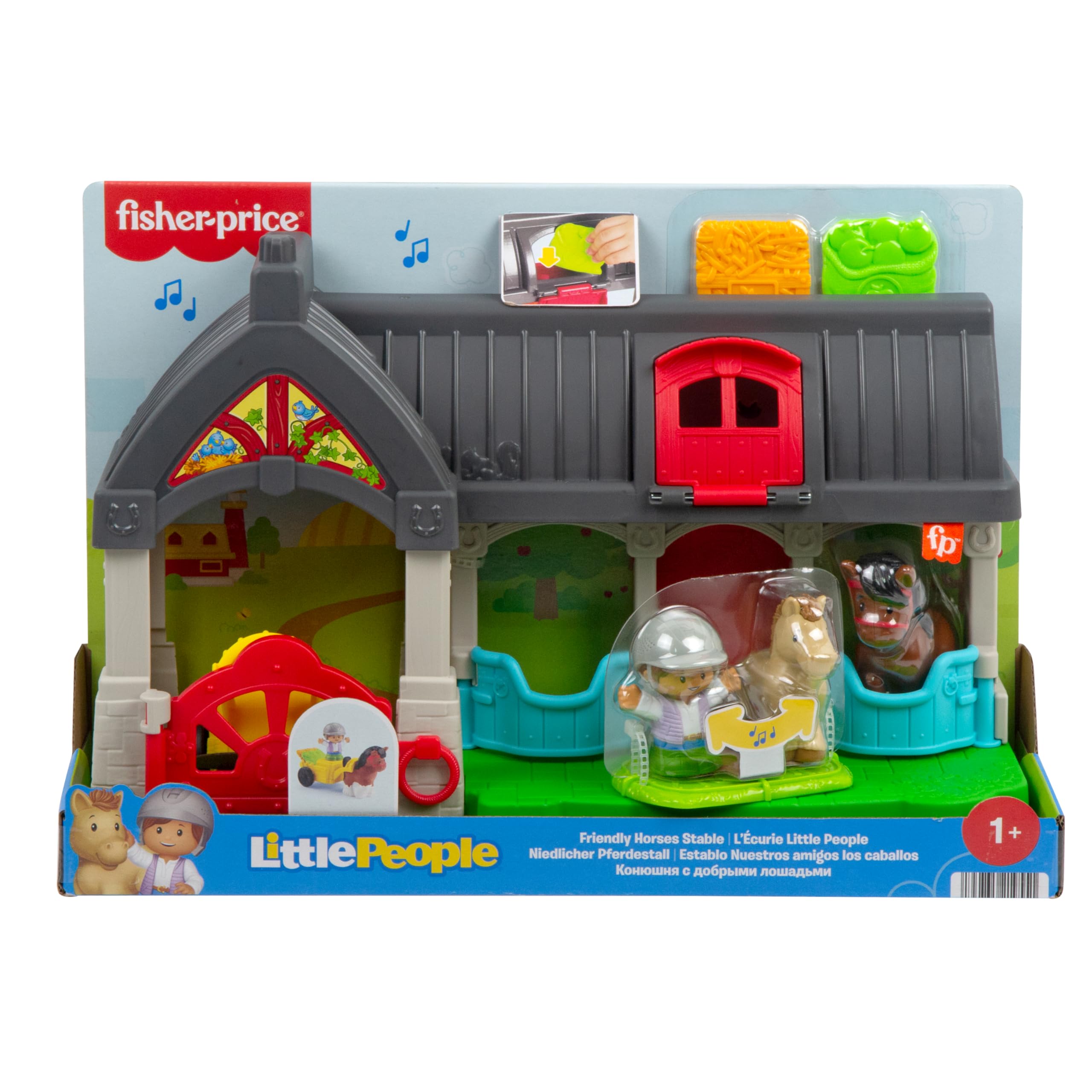 Fisher-Price Little People Friendly Horses Stable Playset with Sounds & Figures - Ages 1+ 3