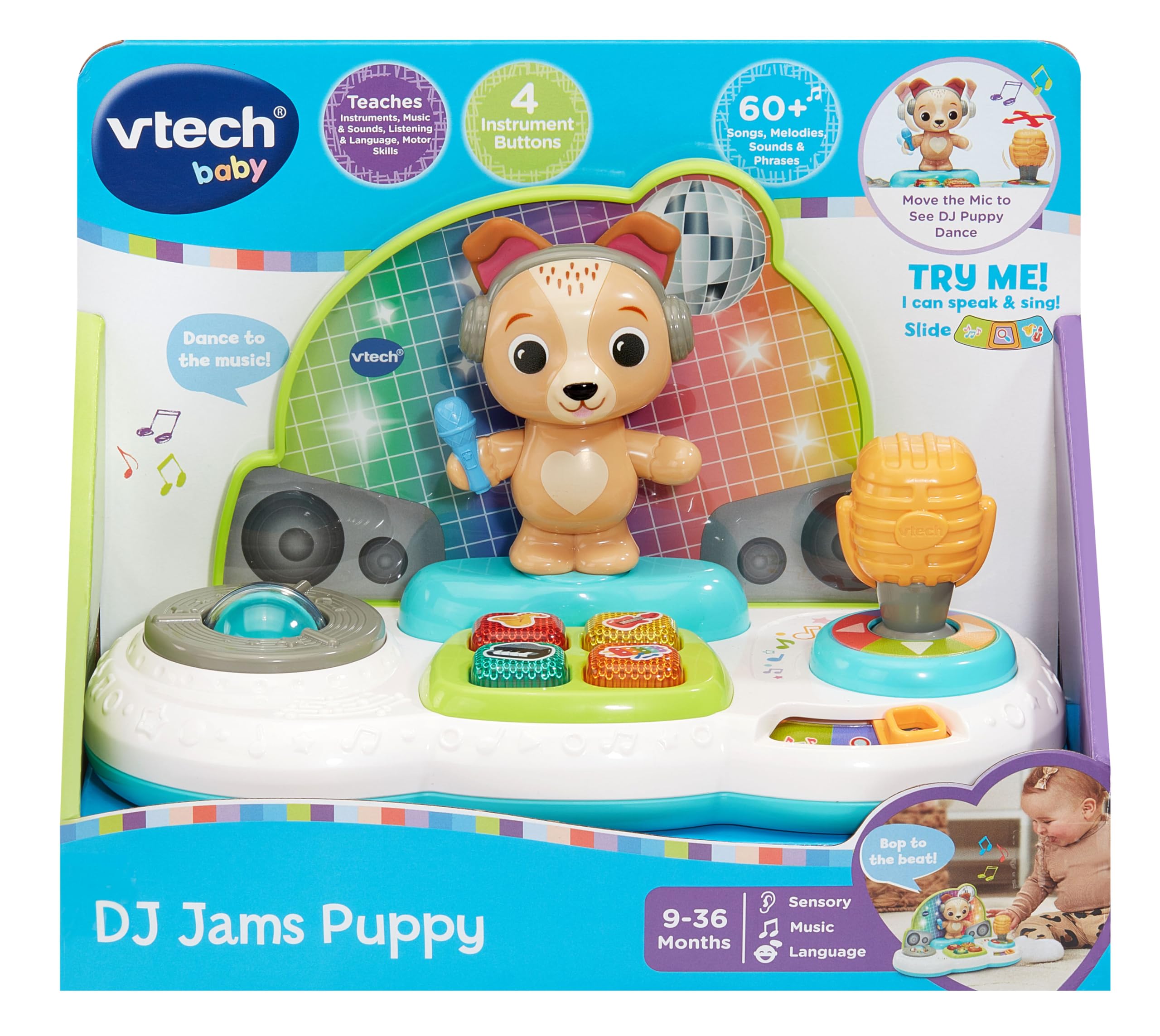 VTech Baby DJ Jams Puppy - Interactive Musical Toy with 60+ Songs & Lights, Ages 9 Months to 3 Years 3