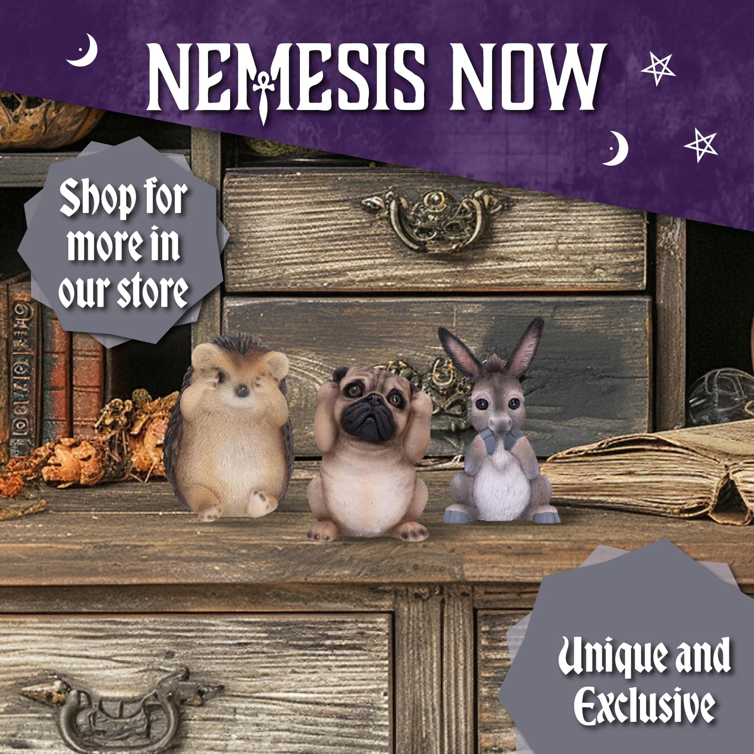 Nemesis Now Animal Collections - Three Wise Bats Figurine Set 6
