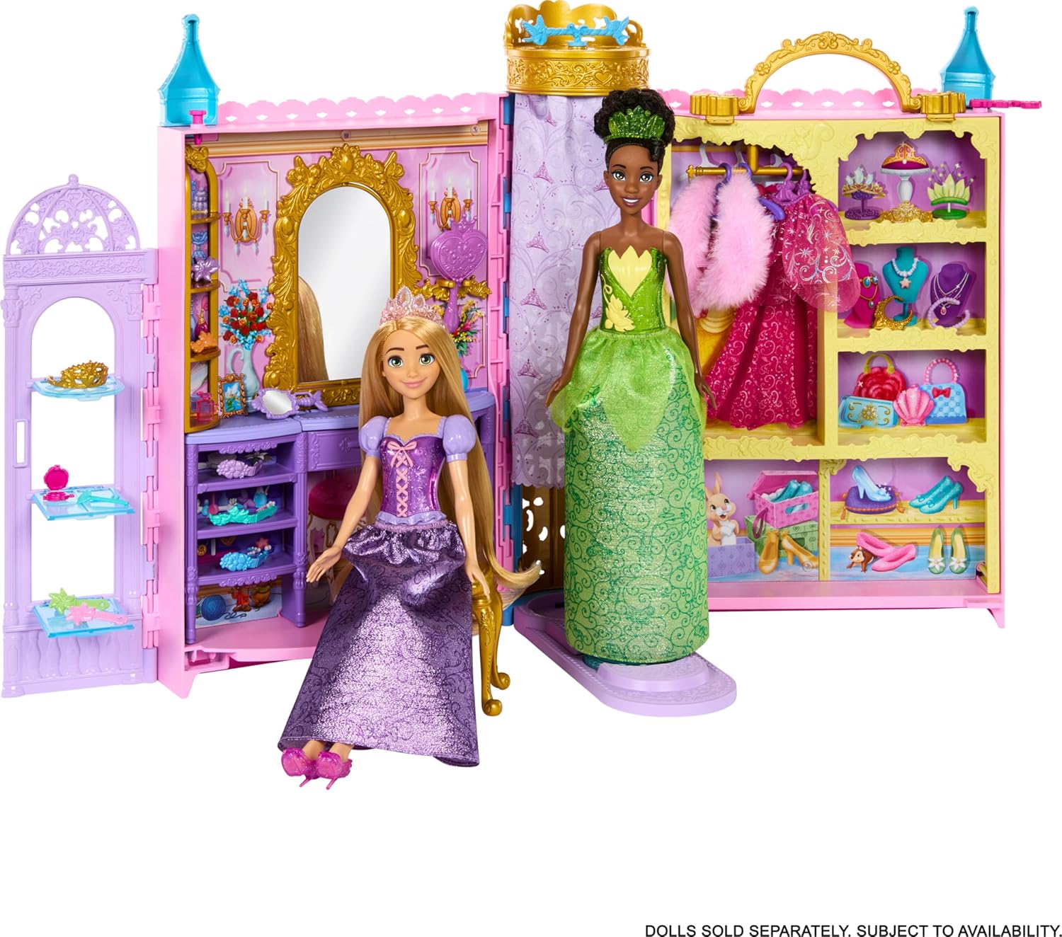 Mattel Disney Princess Closet Playset - 2 Fashions, 25 Accessories, Vanity & Runway