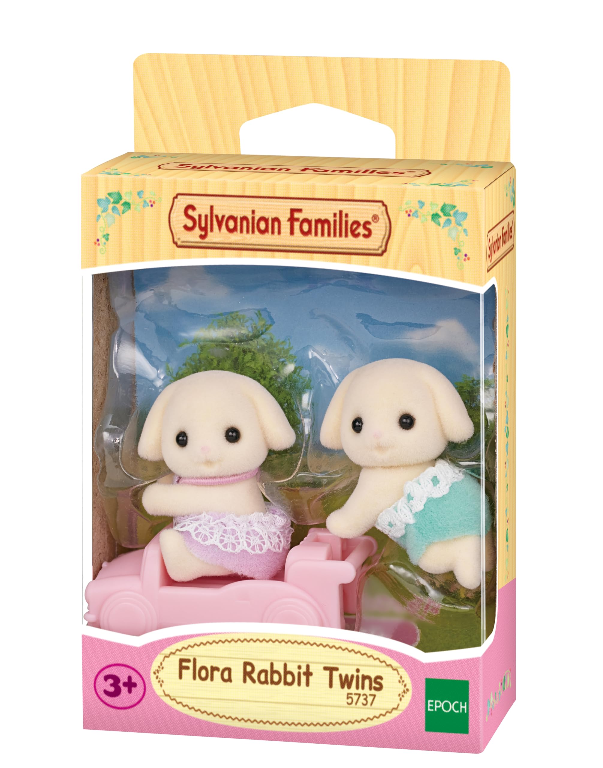 Sylvanian Families Flora Rabbit Twins (5737) with Pushcart | Ages 3+ 2