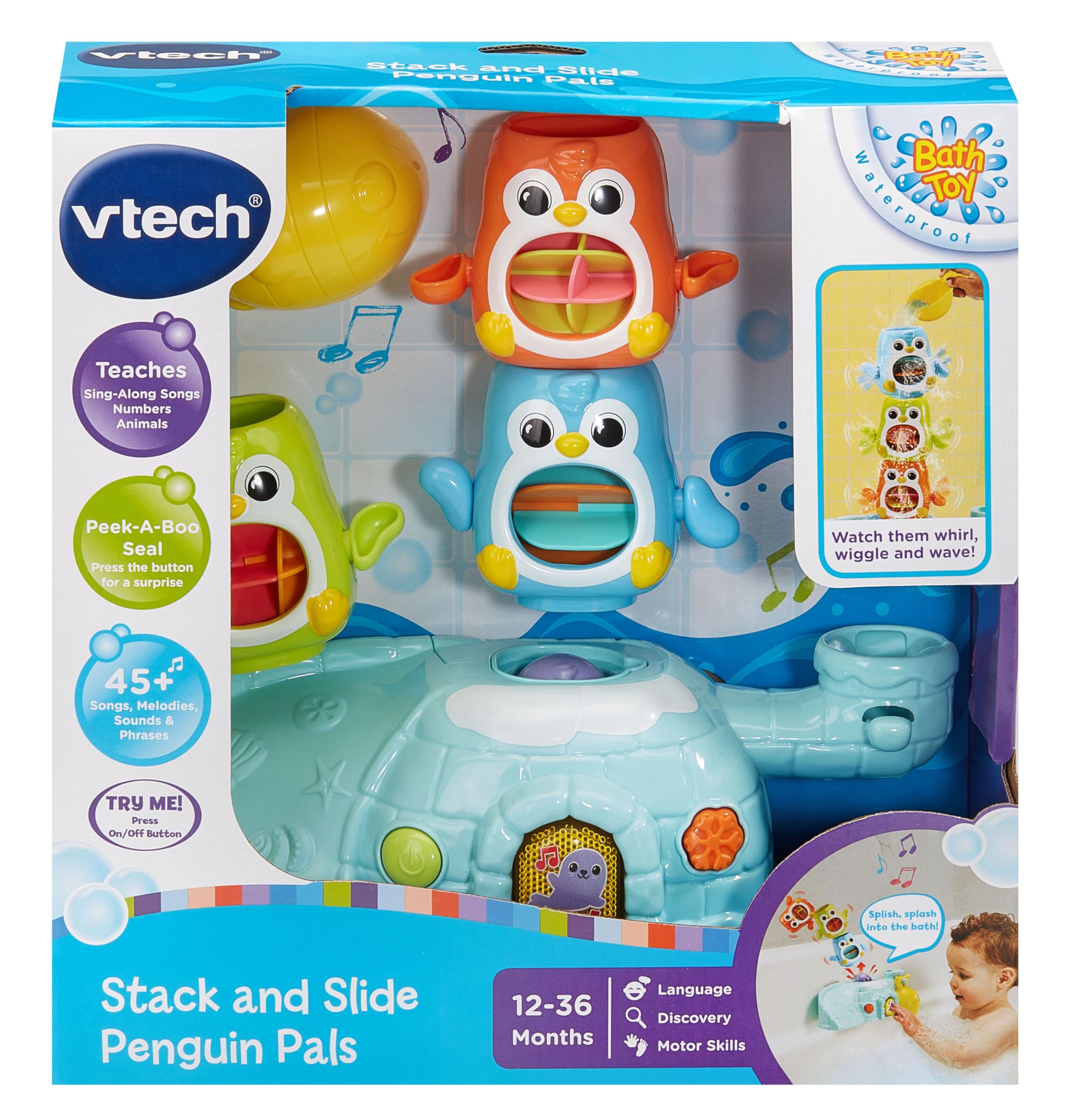 VTech Stack and Slide Penguin Pals - Interactive Bath Toy for Toddlers 12 Months+ 4